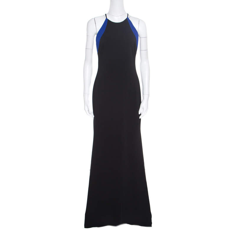 Pre Owned Badgley Mischka Collection Colorblock Sleeveless Evening Gown S