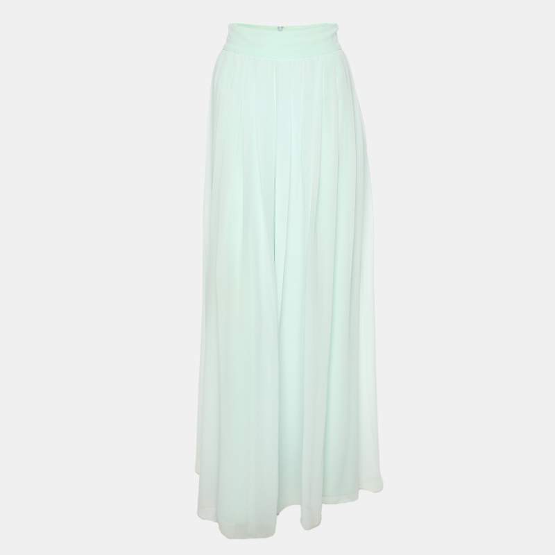Pre Owned Badgley Mischka Seafoam Green Wide Leg Pants M