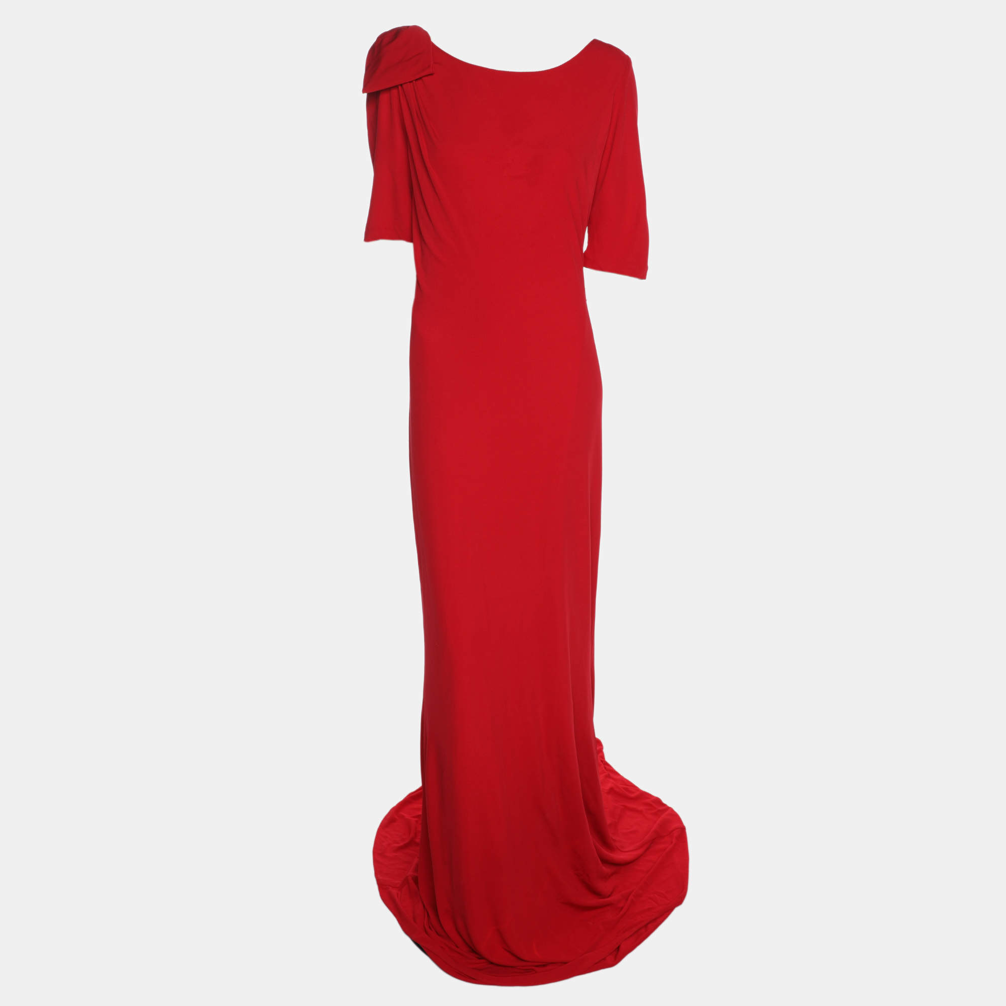 Badgley Mischka Red Stretch Crepe Maxi Dress XL