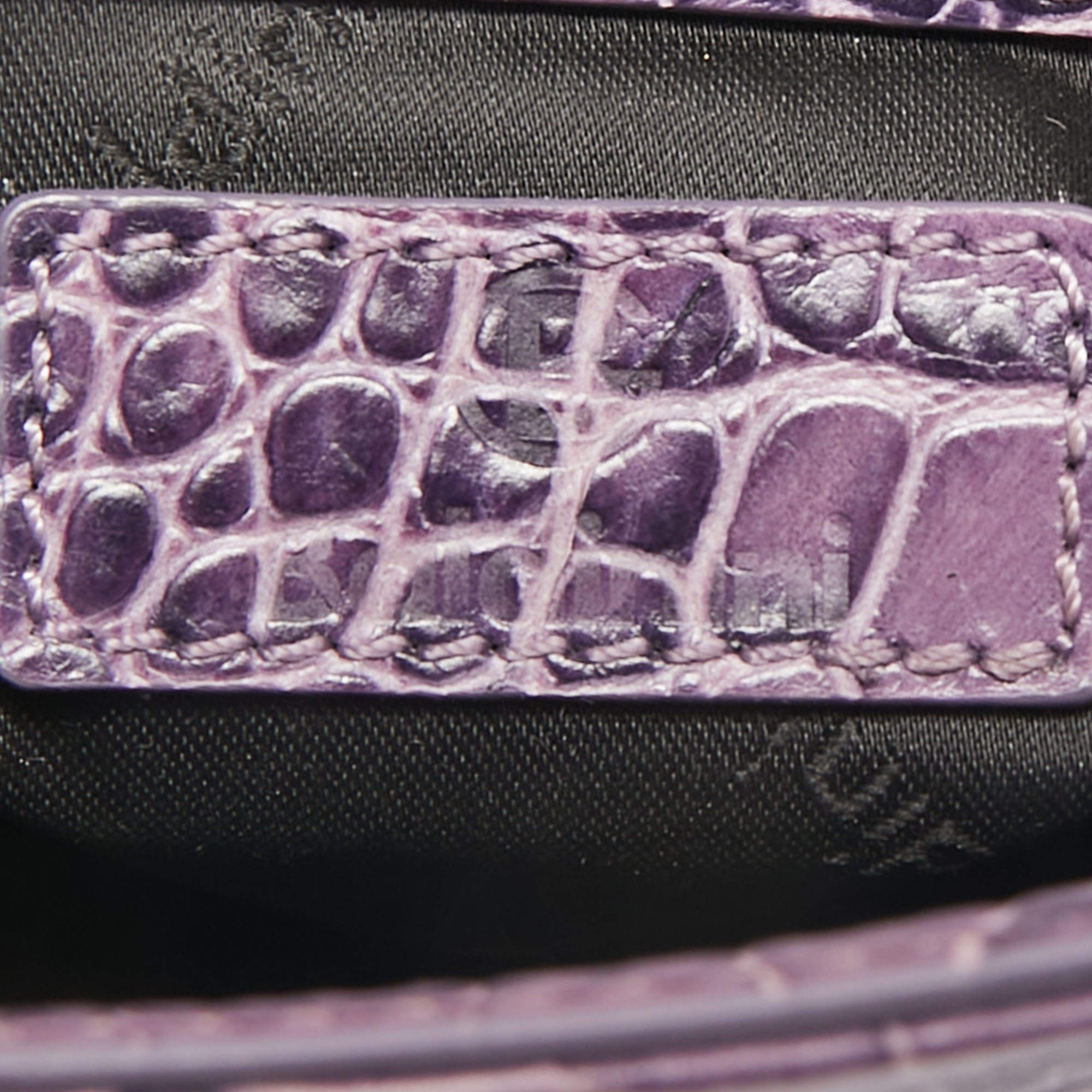 Pre Owned Baldinini Purple/Pink Alligator Top Handle Bag