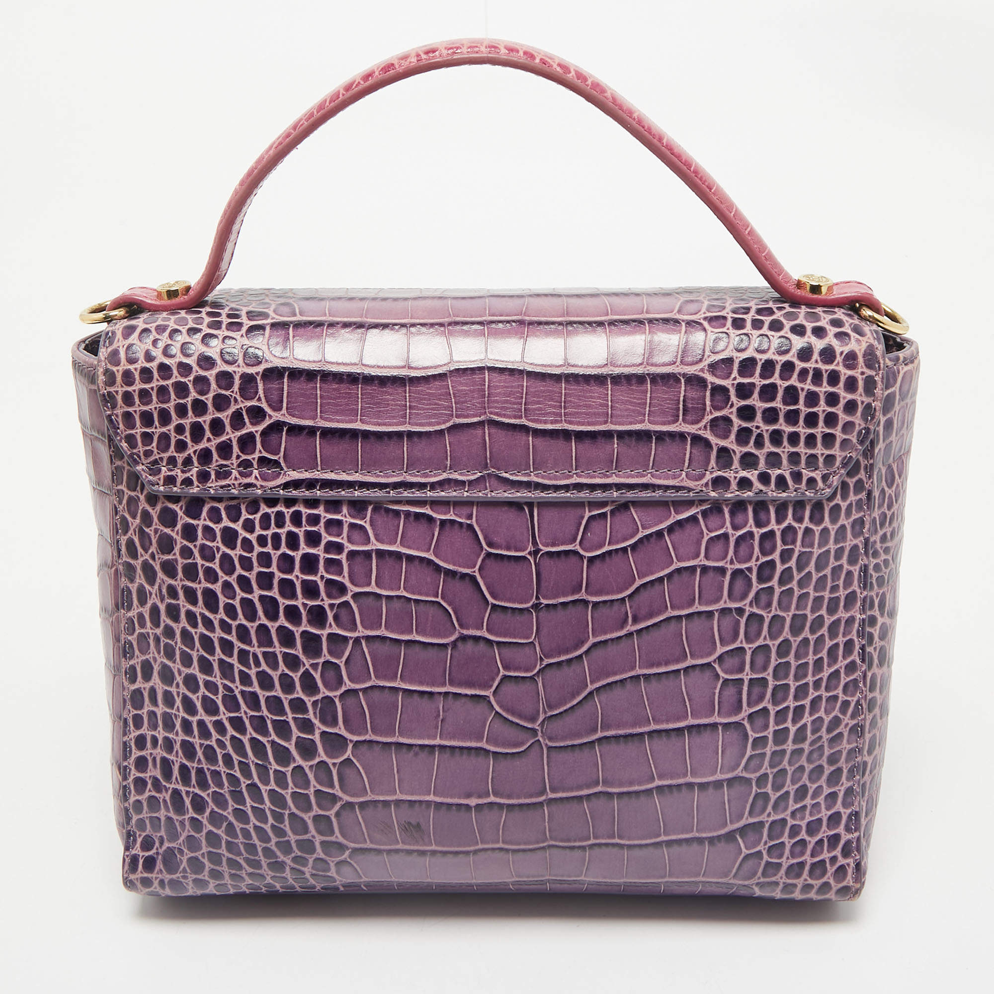 Pre Owned Baldinini Purple/Pink Alligator Top Handle Bag