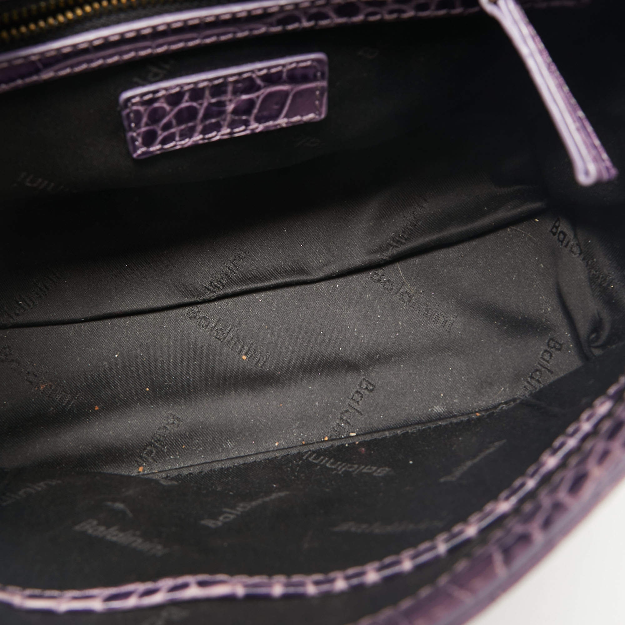 Pre Owned Baldinini Purple/Pink Alligator Top Handle Bag