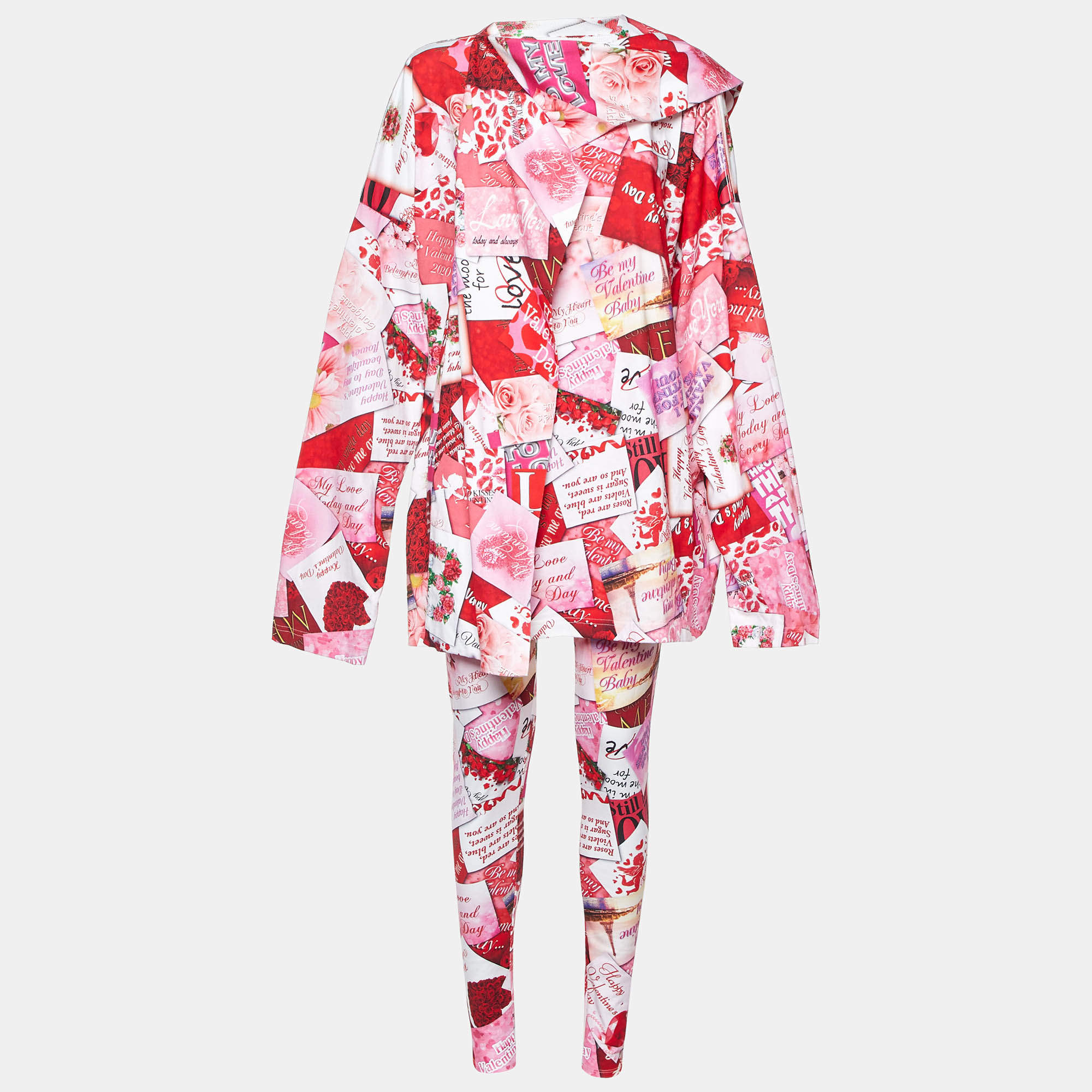 Balenciaga Multicolor Graphic Print Knit Top and Leggings Set XL