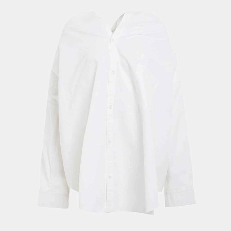 Pre Owned Balenciaga White Cotton Knotted Vareuse Shirt S