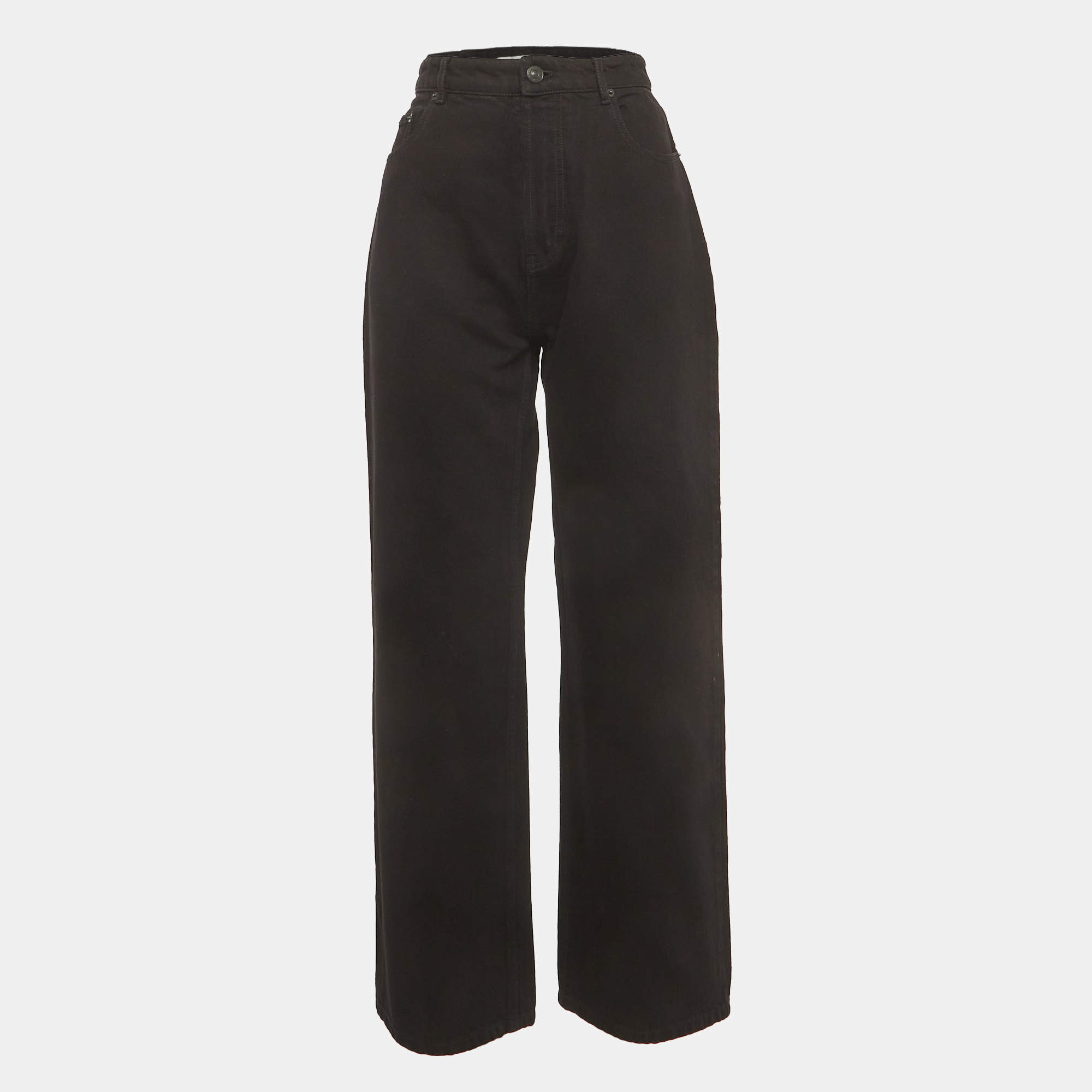 Pre Owned بنطال جينز دينيم عالي الارتفاع بالنسياغا أسود مقاس وسط (ميديم) خصر 28''