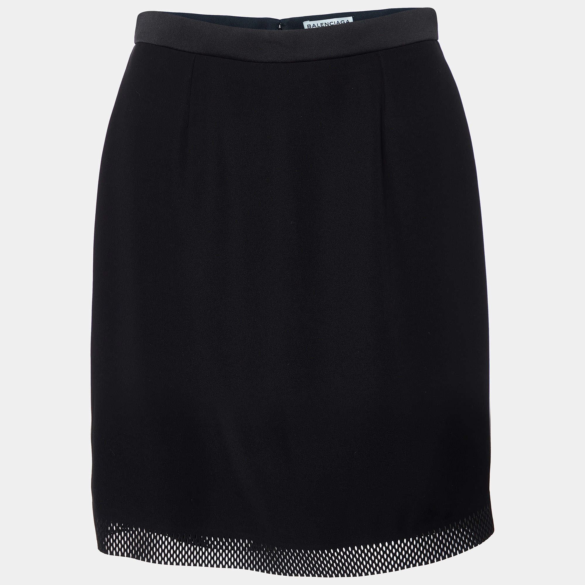 مملوكة مسبقًا Balenciaga Black Jersey Laser Cut Detail Mini Skirt S