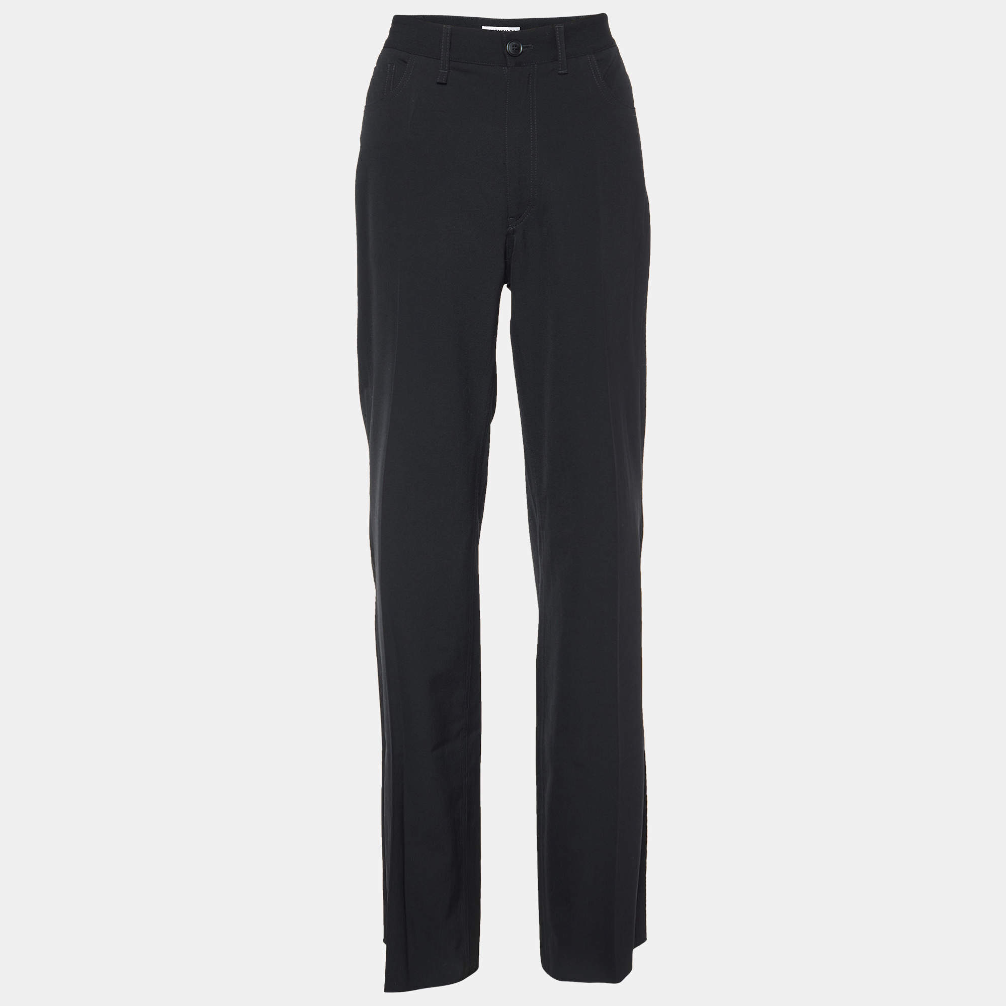 Pre Owned Balenciaga Black Wool Straight Fit Trousers S