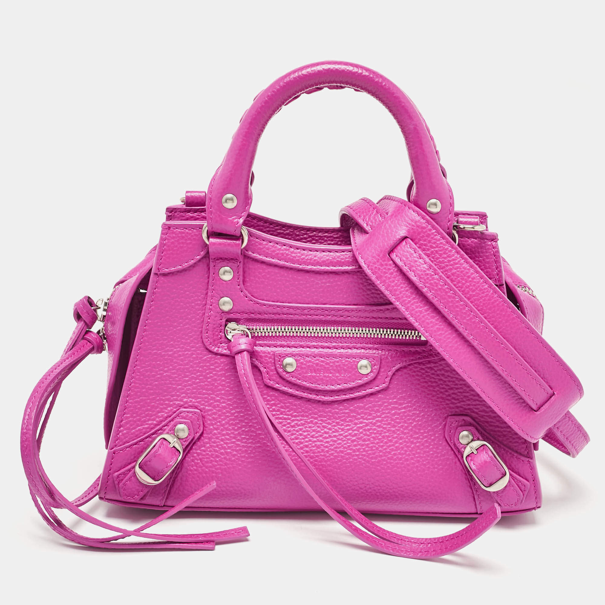 Pre Owned Balenciaga Pink Leather Mini Neo Classic City Tote