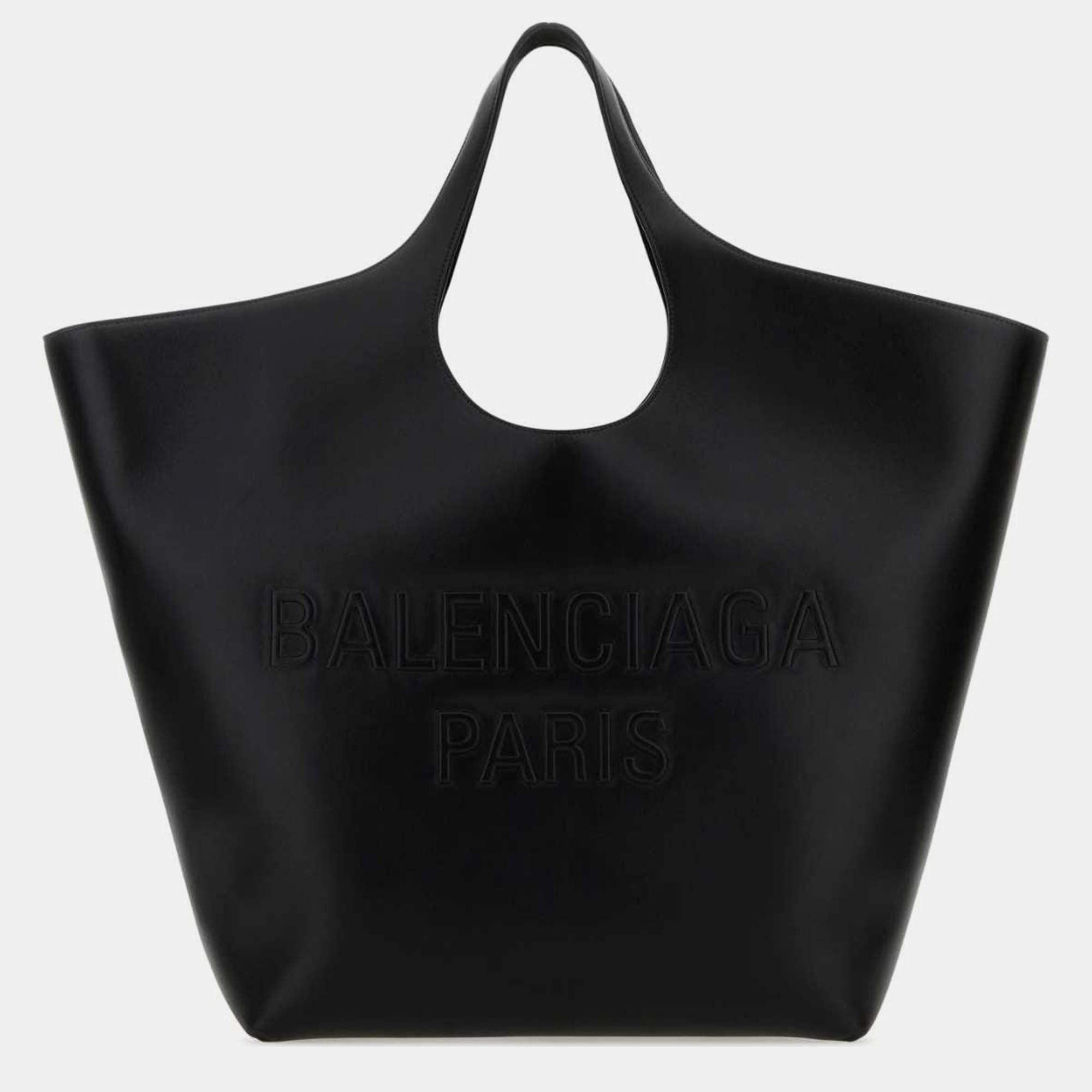 Balenciaga Black Leather Large Mary-Kate Shopping Bag