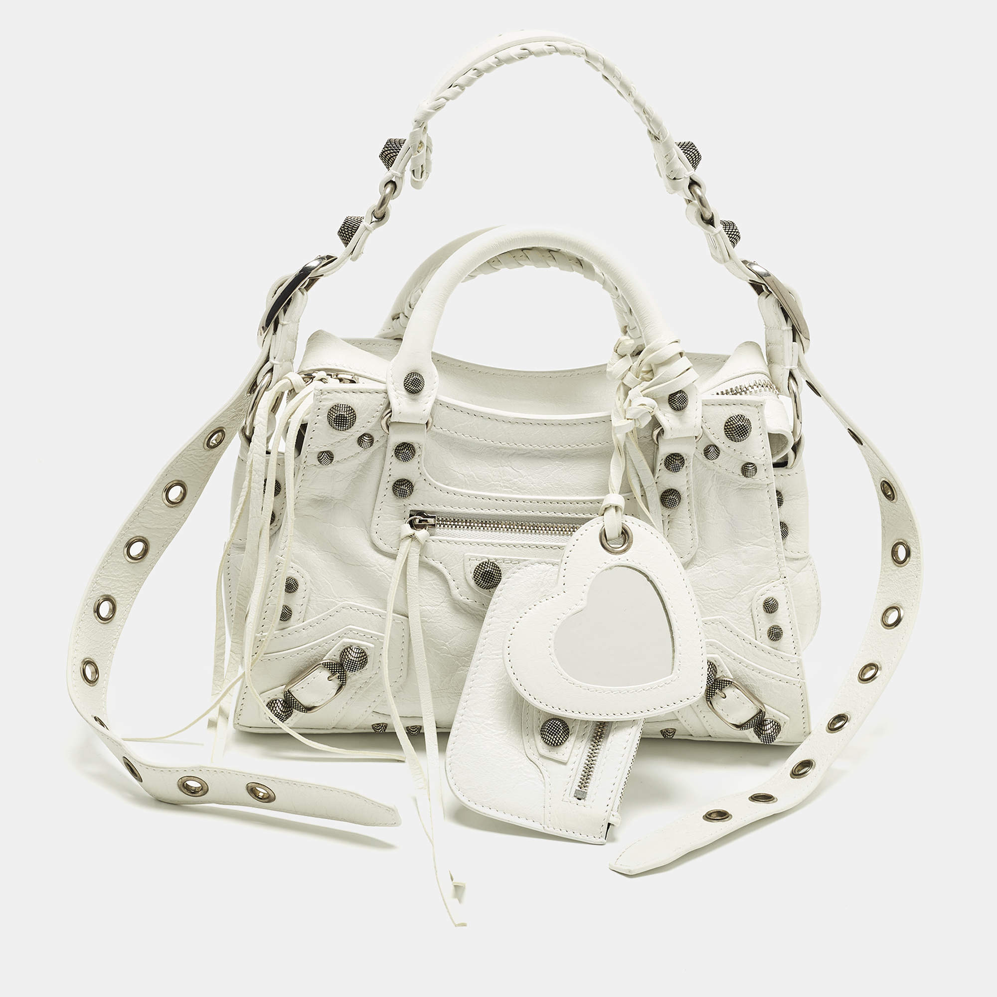 Pre Owned Balenciaga Neo Cagole XS White Leather Tote