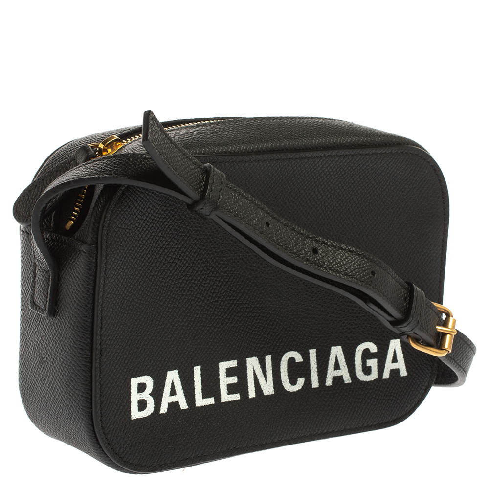 BALENCIAGA Grained Calfskin XS Ville Camera Bag Black 1280477