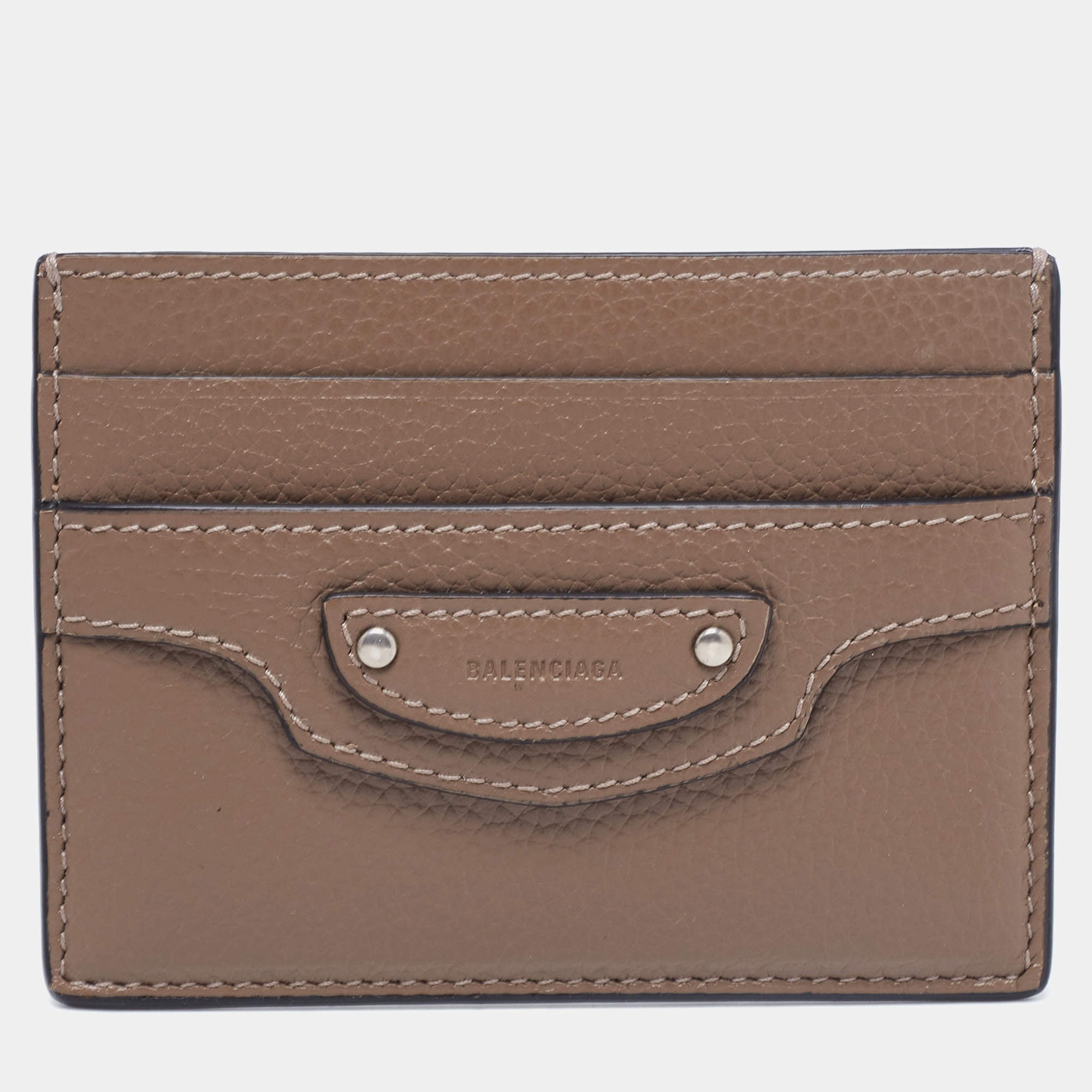 مملوكة مسبقًا Balenciaga Brown Grained Leather Neo Classic Card Holder