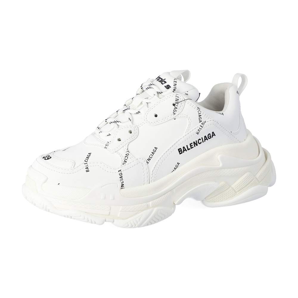 Balenciaga White Triple S 'All Over Logo' Sneakers Size 39