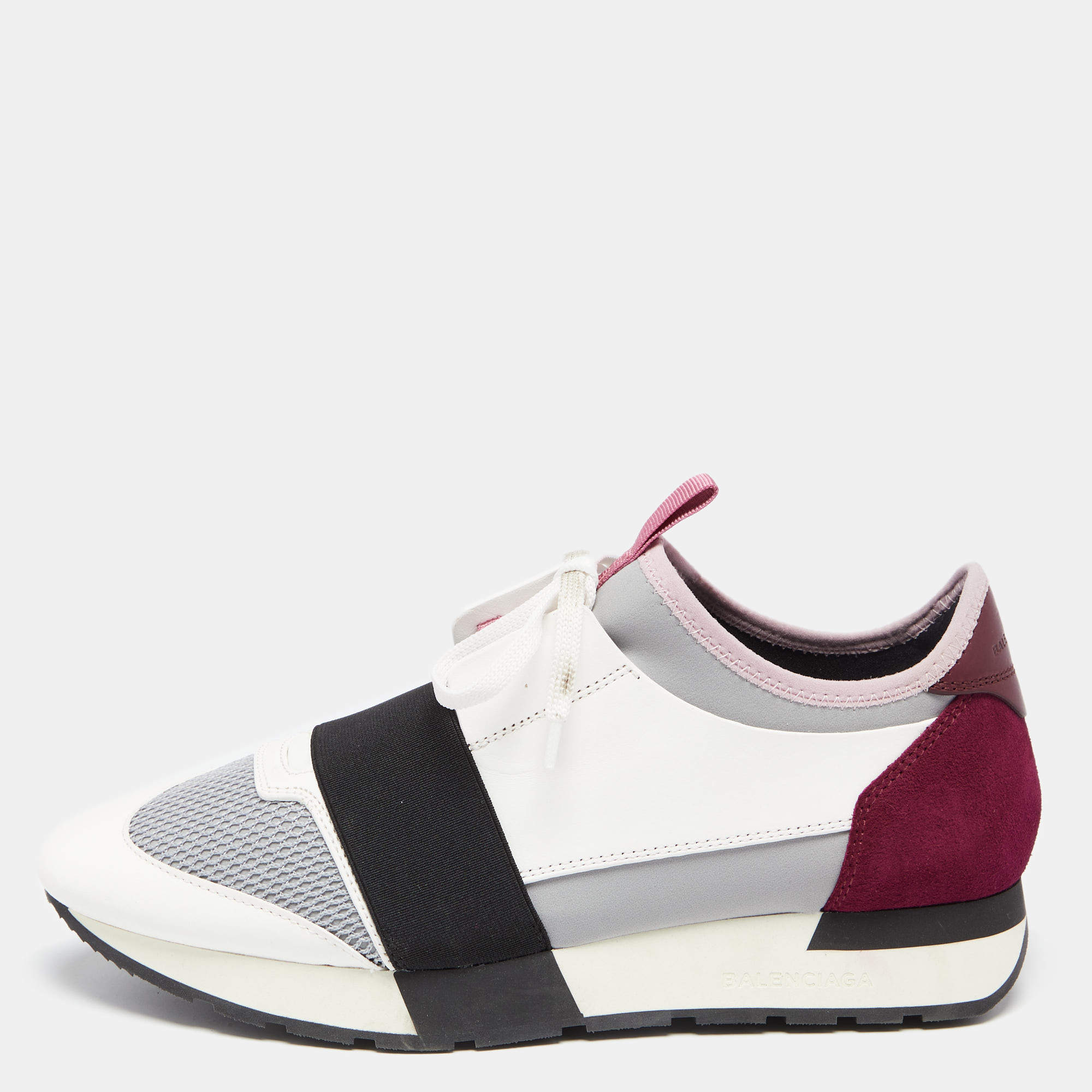 مملوكة مسبقًا Balenciaga Multicolor Leather, Mesh, Neoprene and Suede Race Runner Low-Top Sneakers Size 40