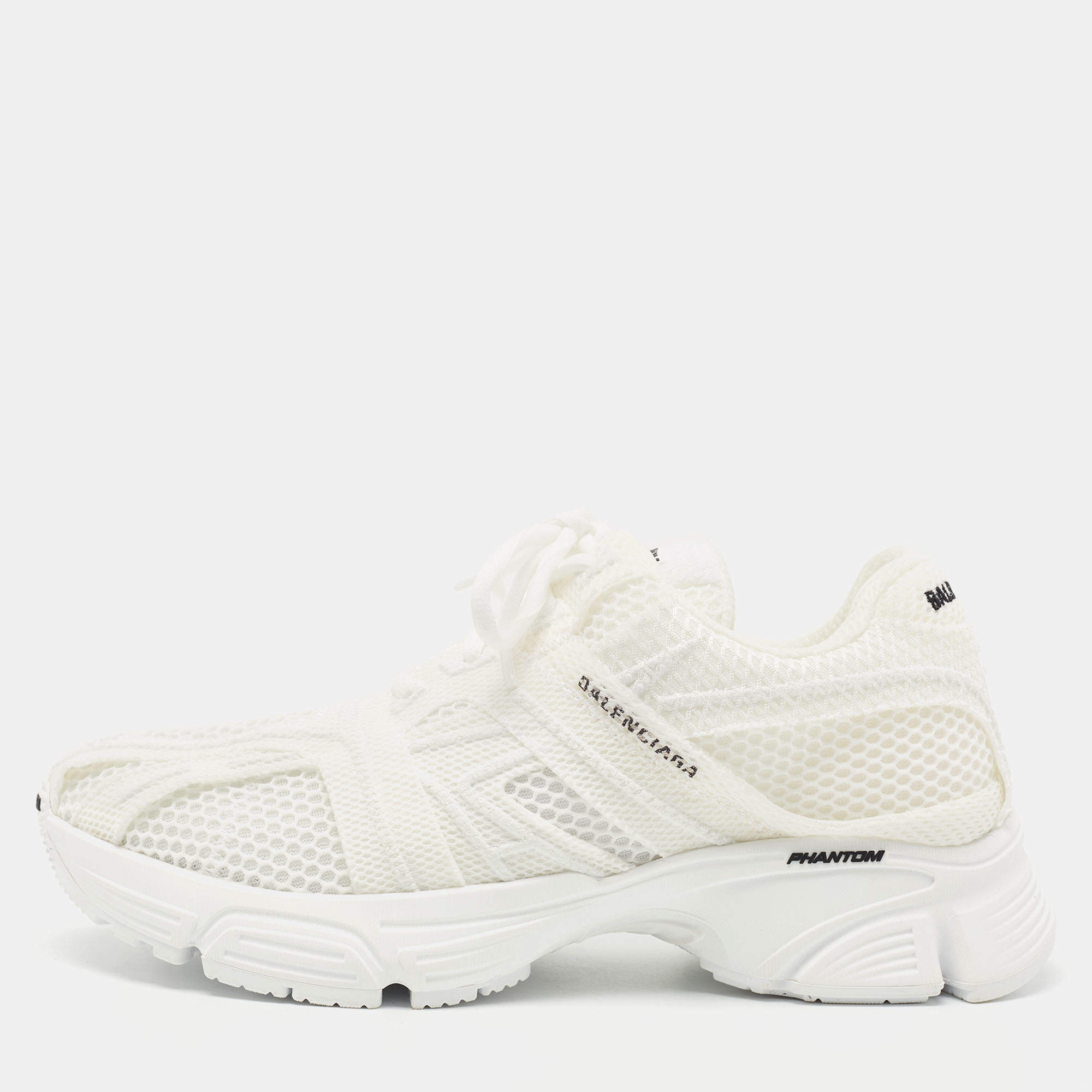 Pre Owned Balenciaga White Fabric Lace Up Sneakers Size 39