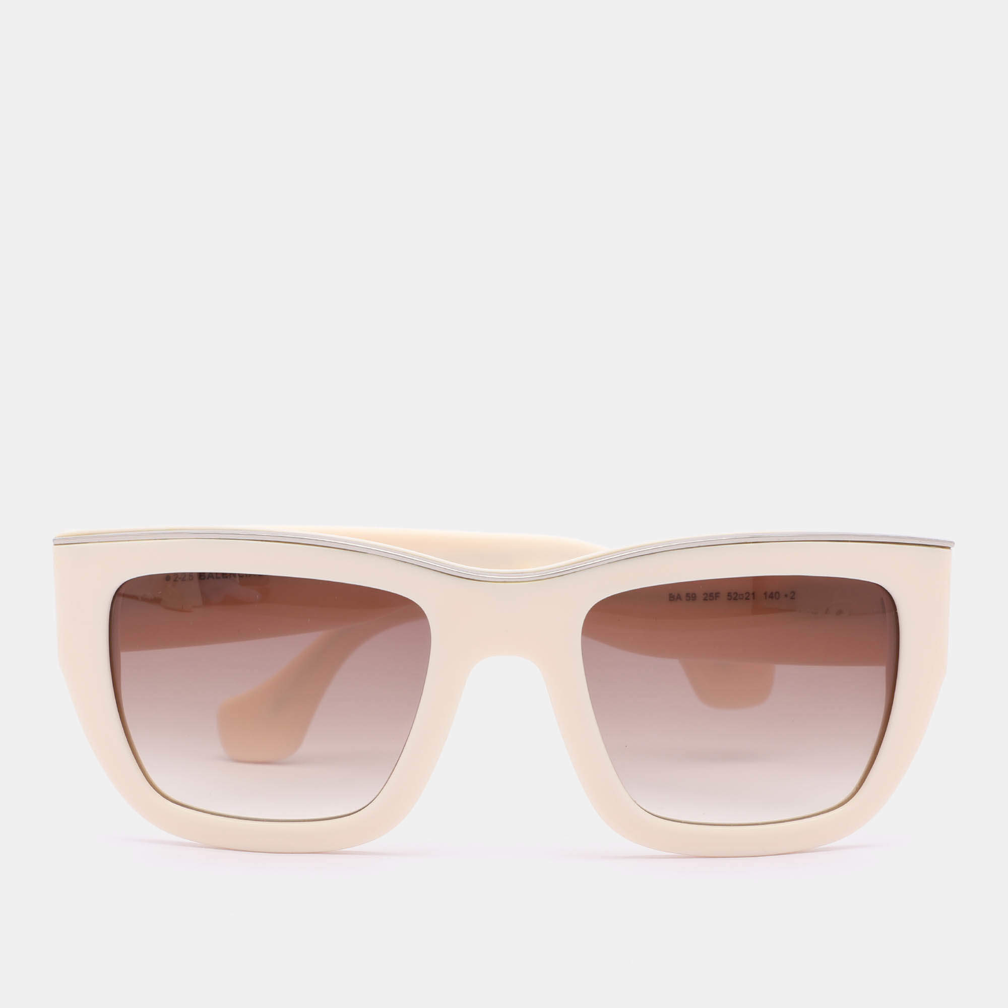 Pre Owned Balenciaga Cream/Brown BA59 Rectangular Sunglasses