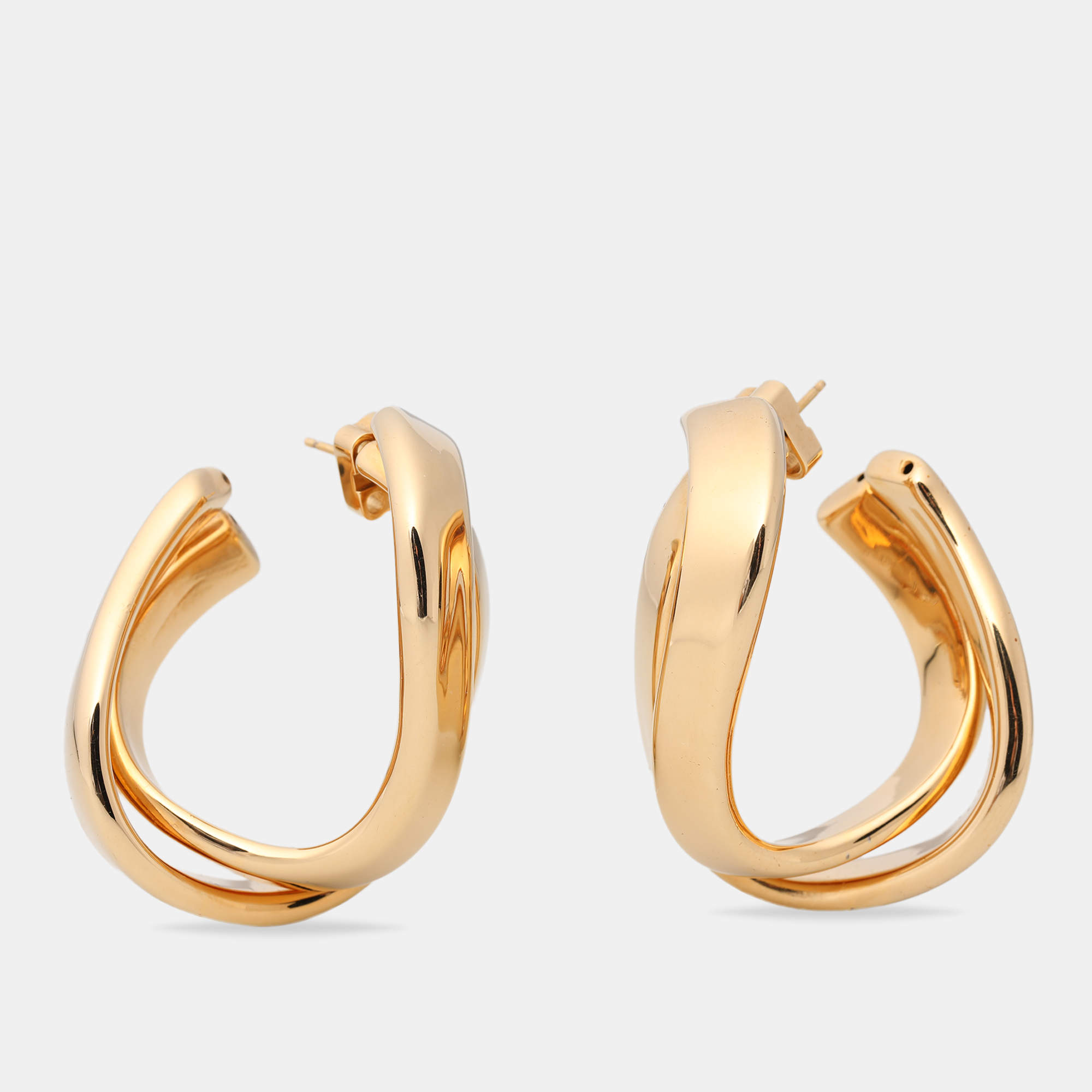 Pre Owned Balenciaga Gold Tone Twisted Hoop Earrings