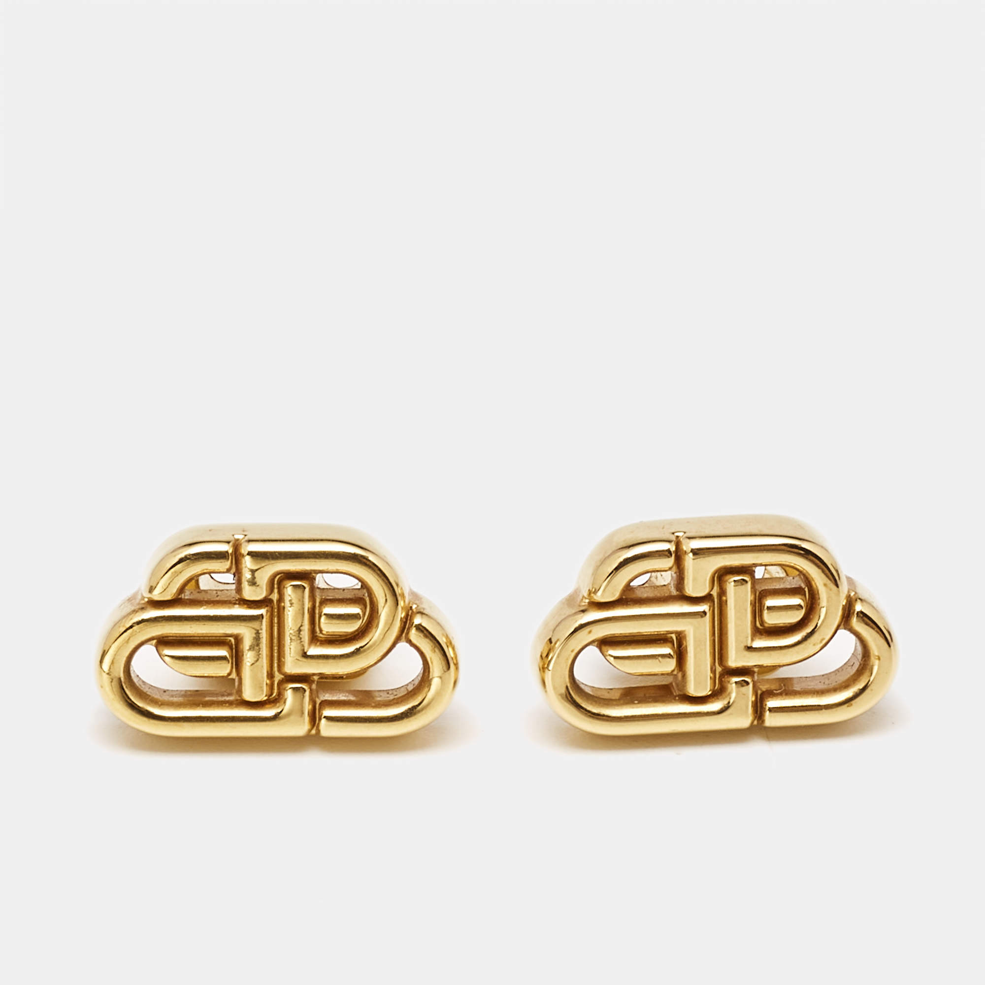 Balenciaga BB  Gold Tone Earrings 