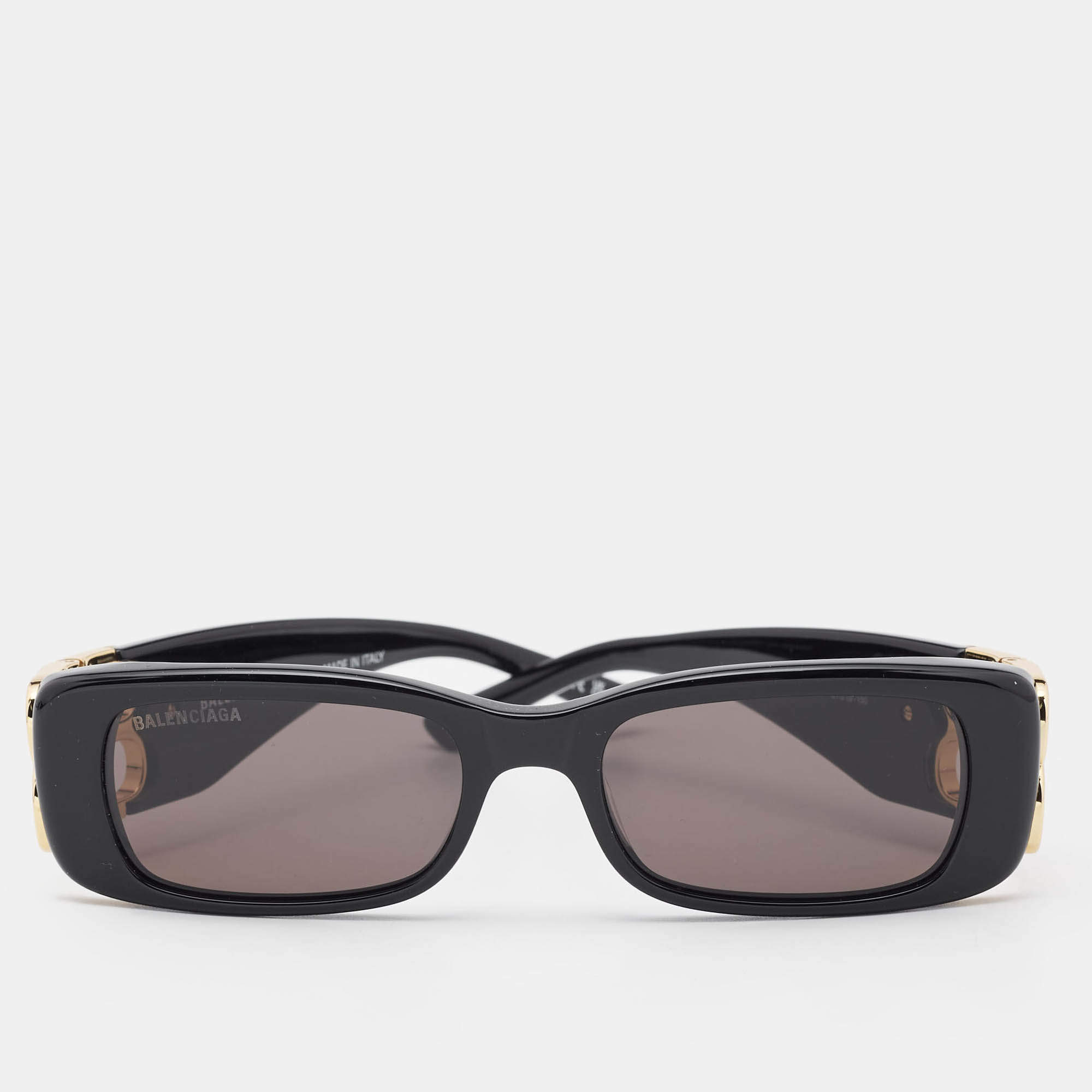 Balenciaga Black/Gold BB0096S Rectangle Sunglasses