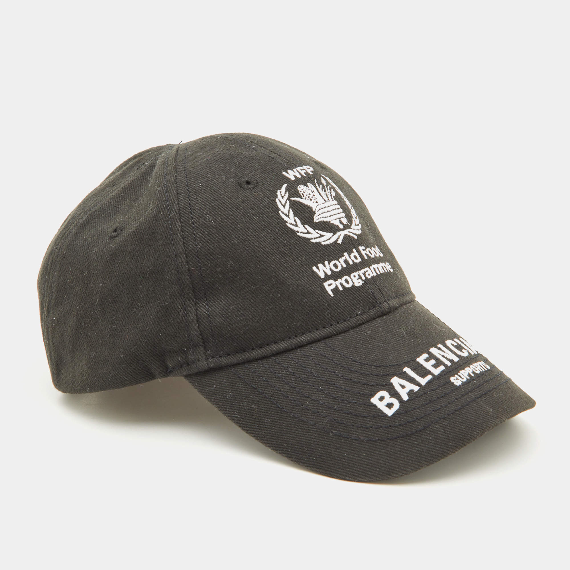 Balenciaga Black Logo Embroidered Cotton Baseball Cap L