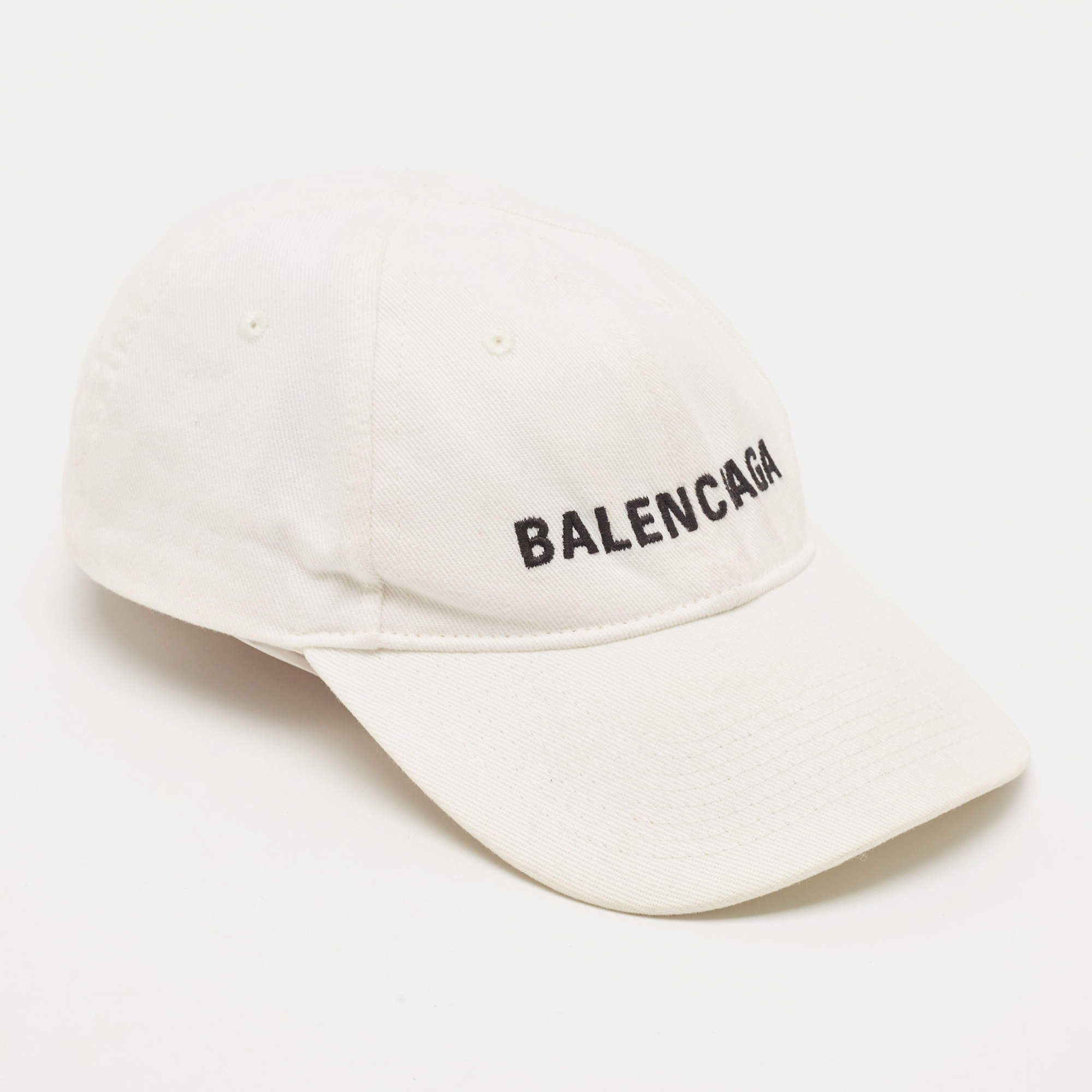 Balenciaga White Logo Embroidered Cotton Archetype Baseball Cap L