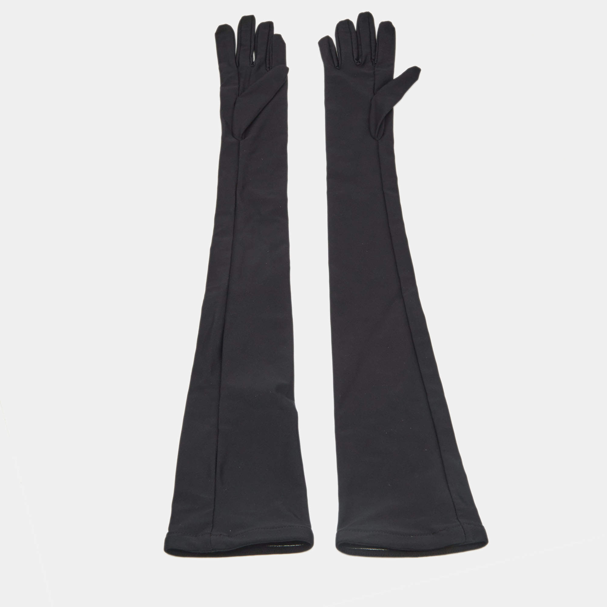Pre Owned Balenciaga Black Jersey Opera Finger Gloves M