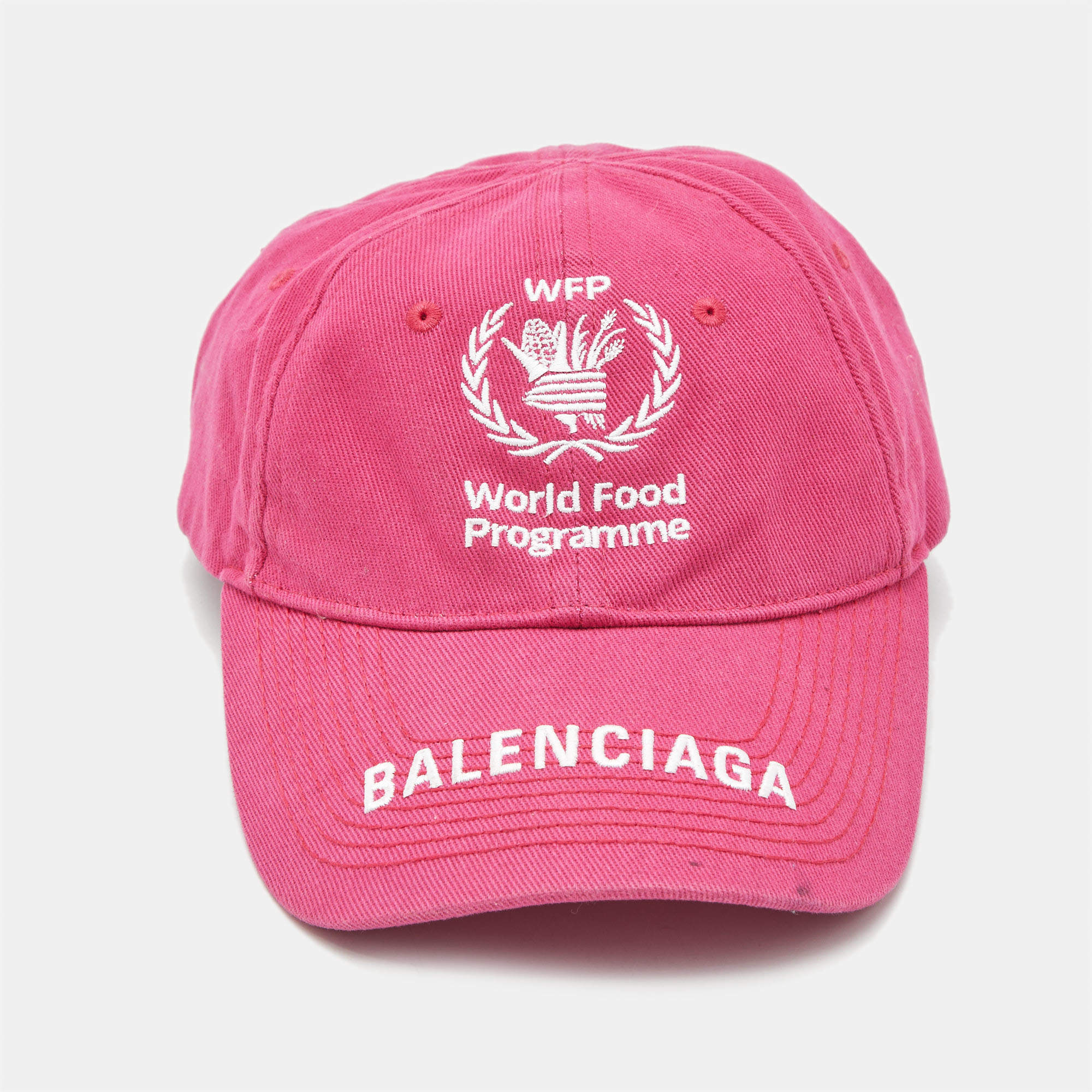 Balenciaga Pink WFP Embroidered Cotton Baseball Cap L Balenciaga TLC