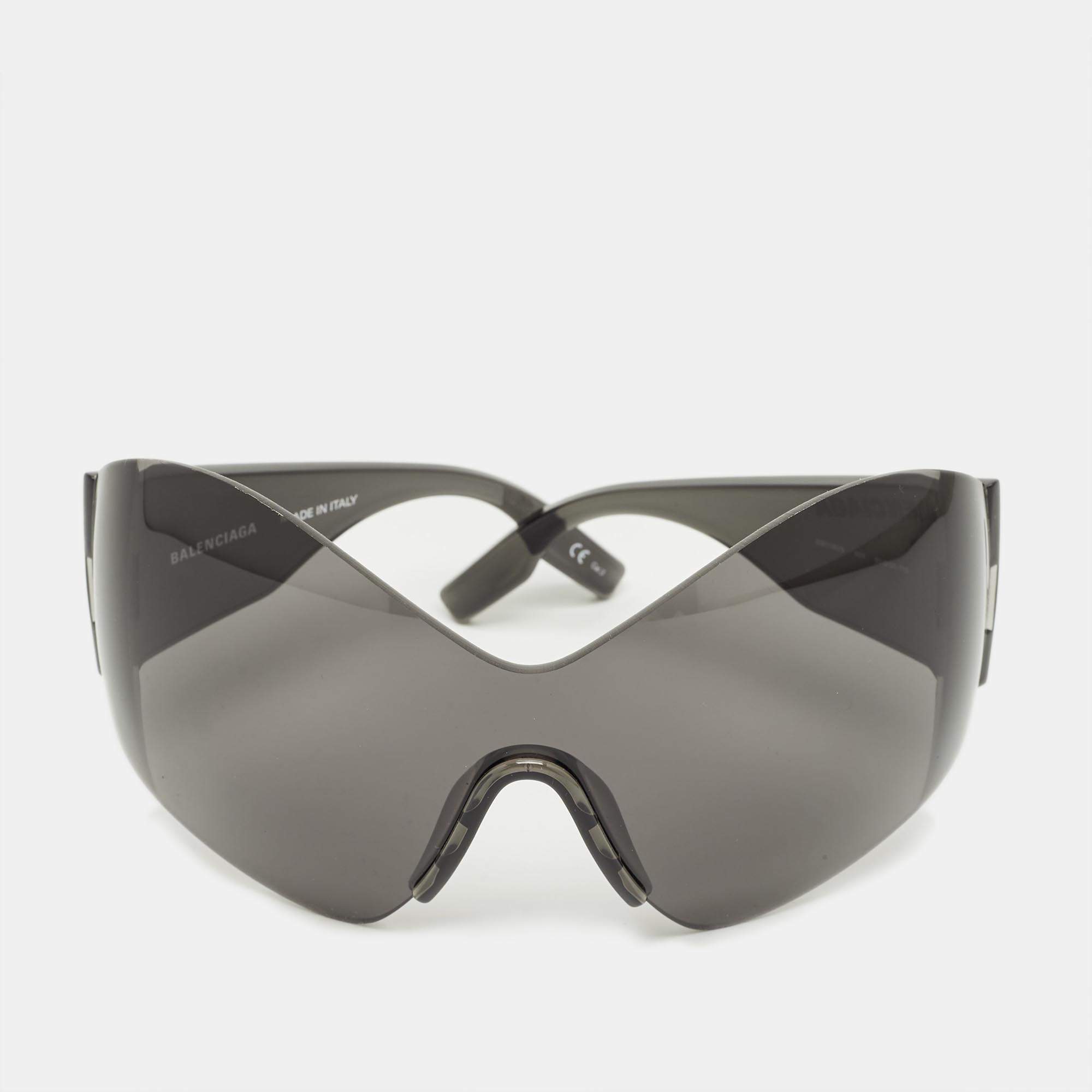 Pre Owned Balenciaga Black BB0180S Shield Sunglasses