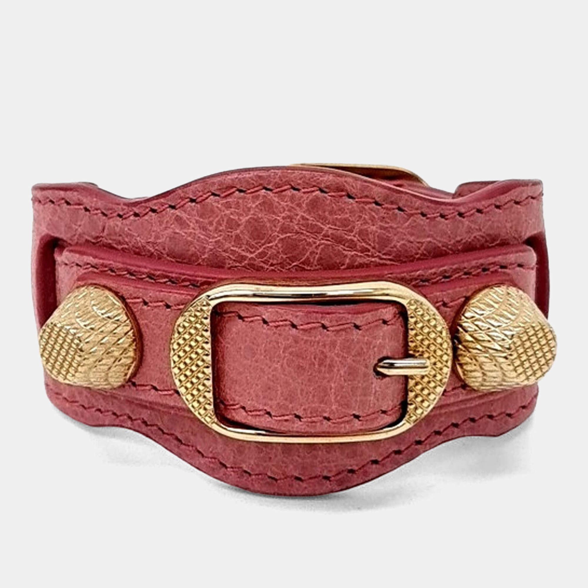 Pre Owned Balenciagna Leather Red Giant Bracelet