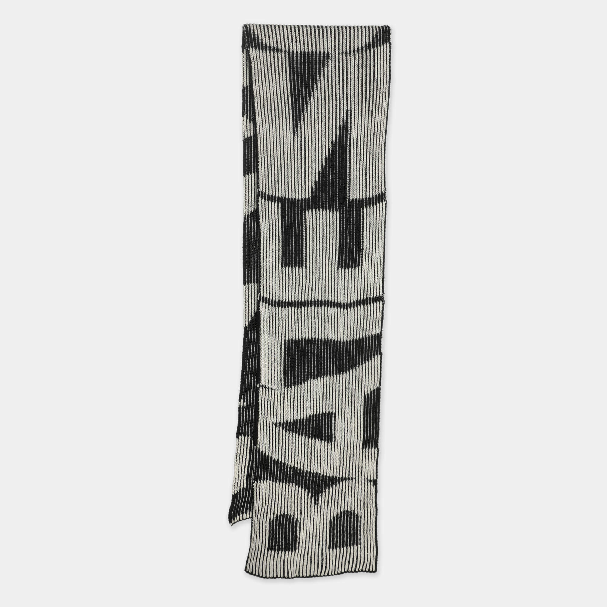 Pre Owned وشاح بالينسياغا صوف أبيض/أسود