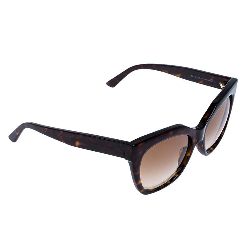 Balenciaga Dark Havana/ Brown Gradient BA 132 Square Sunglasses