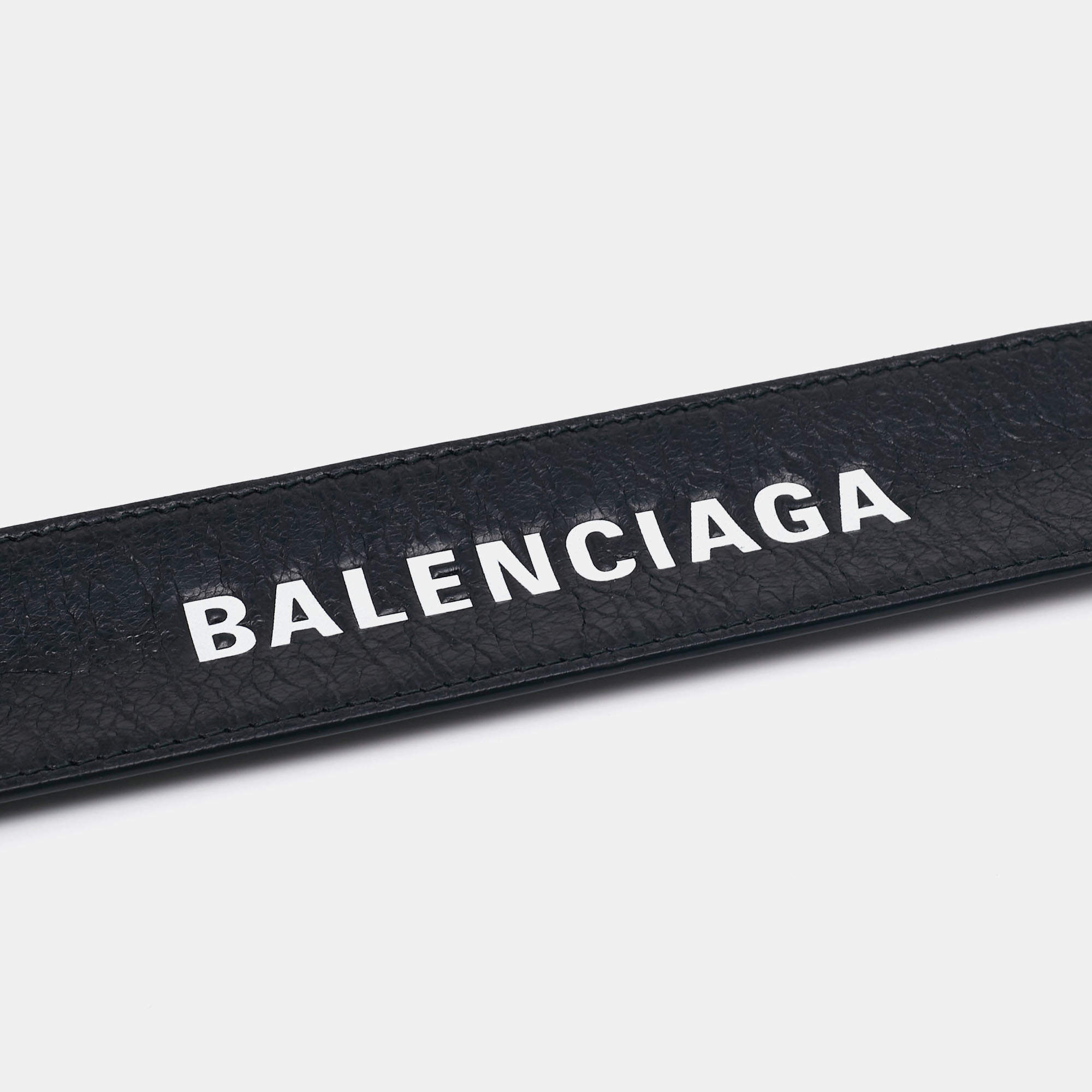 Balenciaga Black Textured Leather Cycle Bracelet