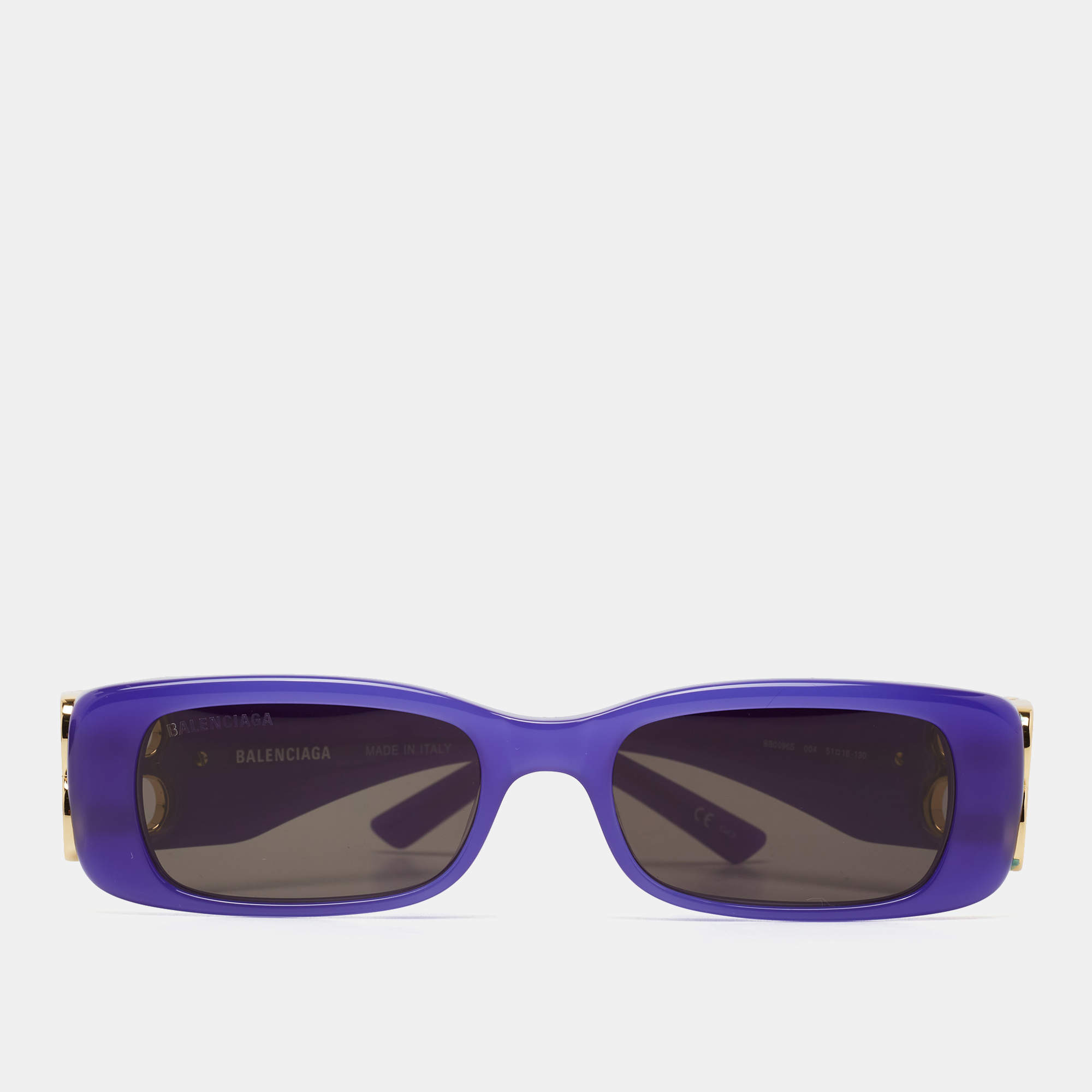 Pre Owned Balenciaga Purple/Grey BB0096S Rectangular Sunglasses