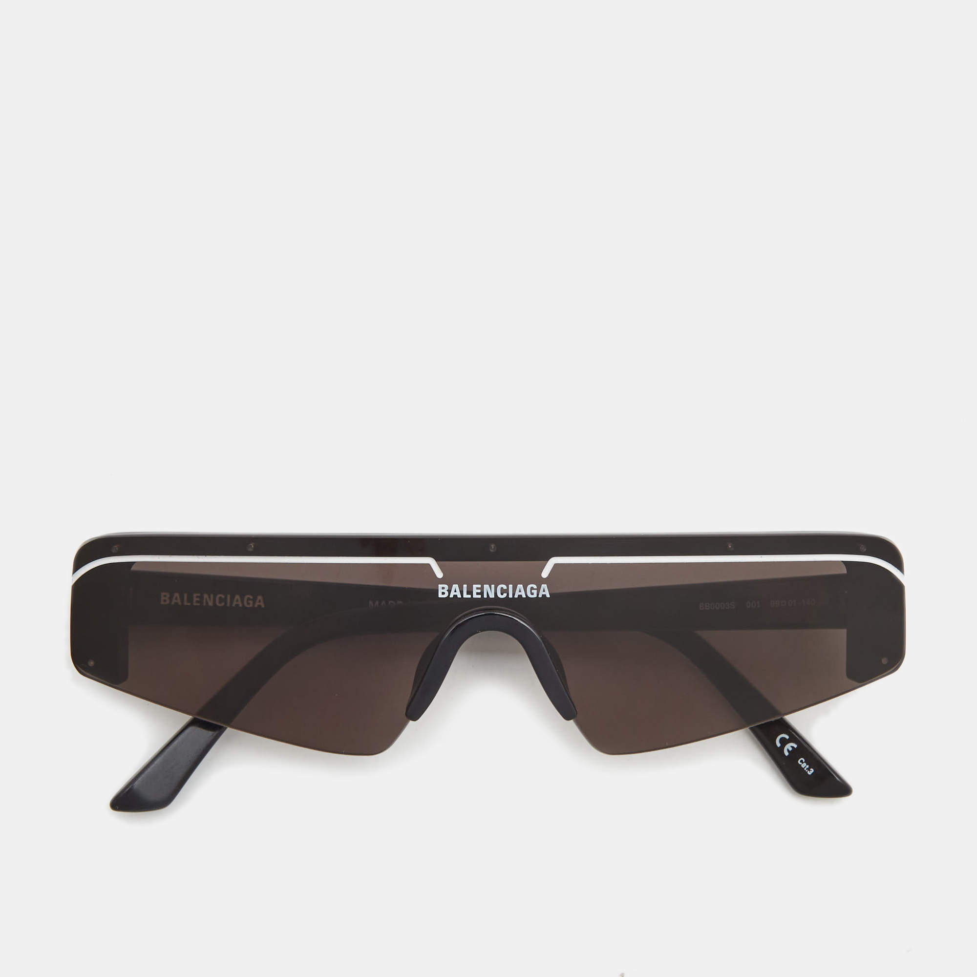 Pre Owned Balenciaga Black BB0003S Shield Sunglasses