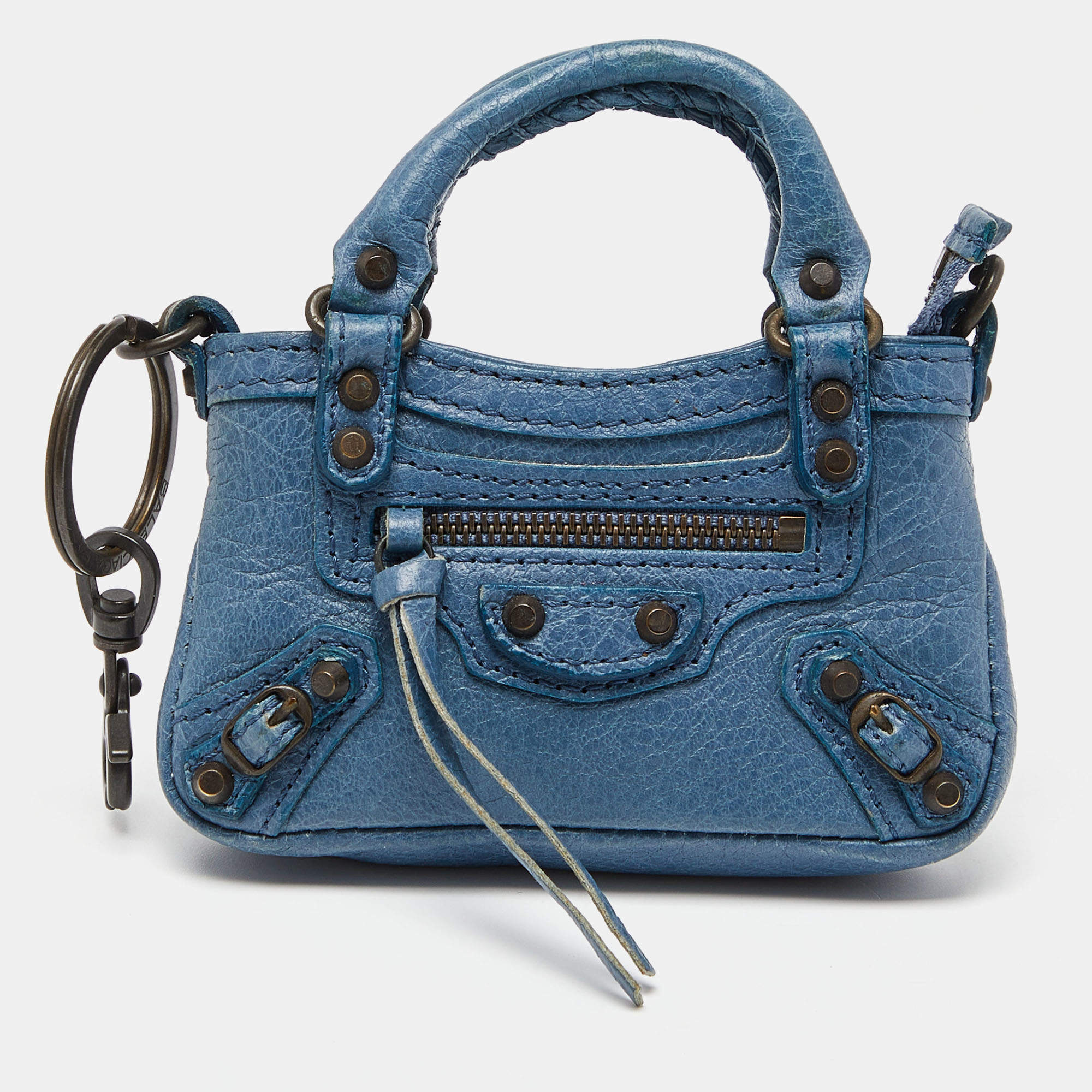 Balenciaga Blue Leather City Bag Charm