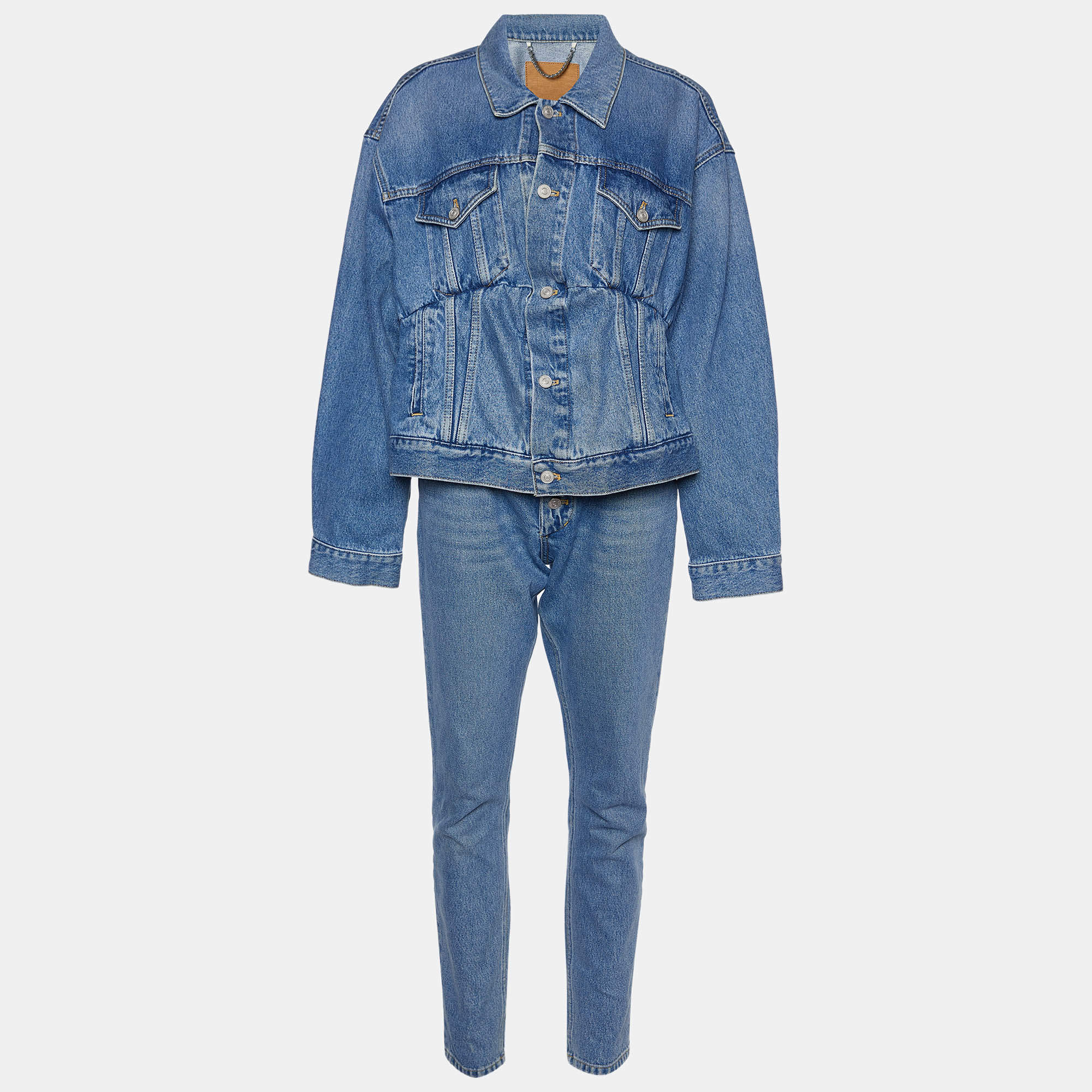 Pre Owned Balenciaga Blue Denim Jacket & Jeans Set M