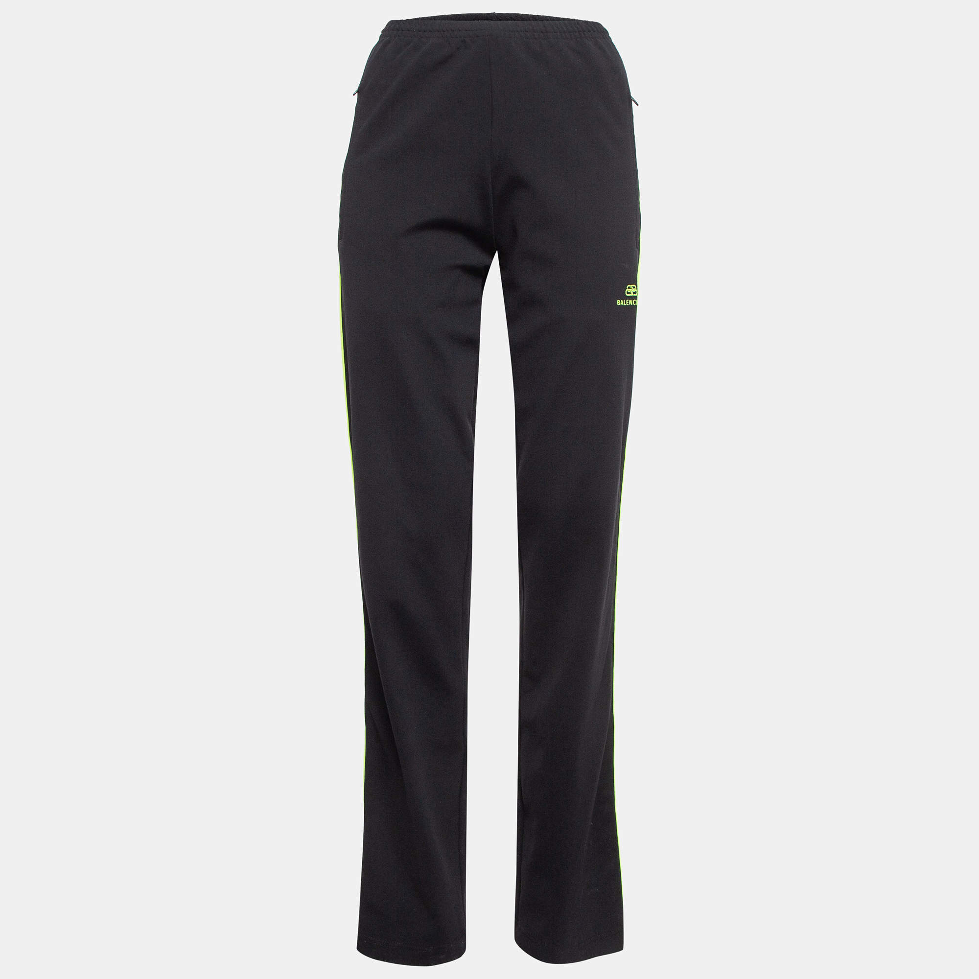 Pre Owned Balenciaga Black Contrast Trim Jersey Track Pants S