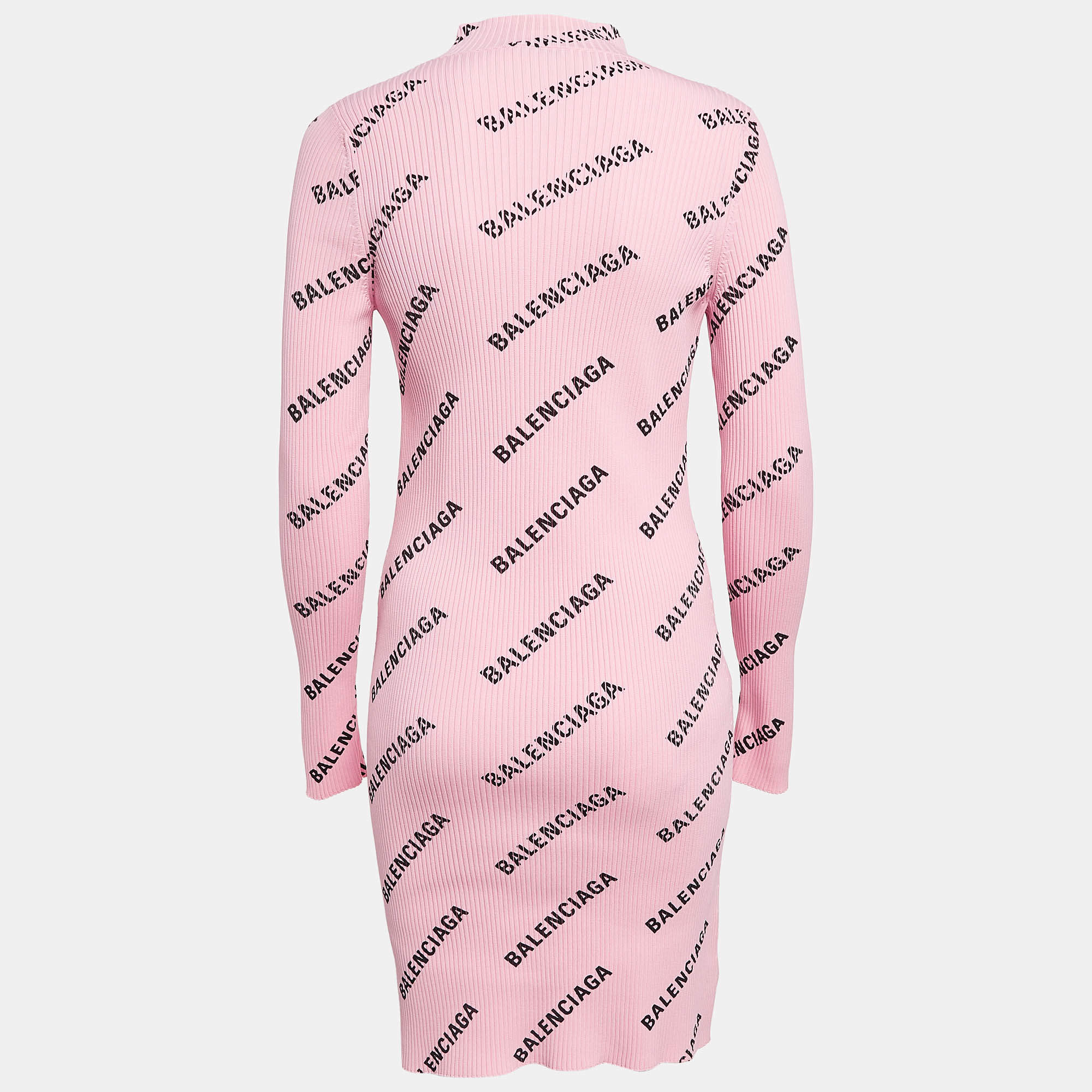 Balenciaga pink ribbed makpac dress