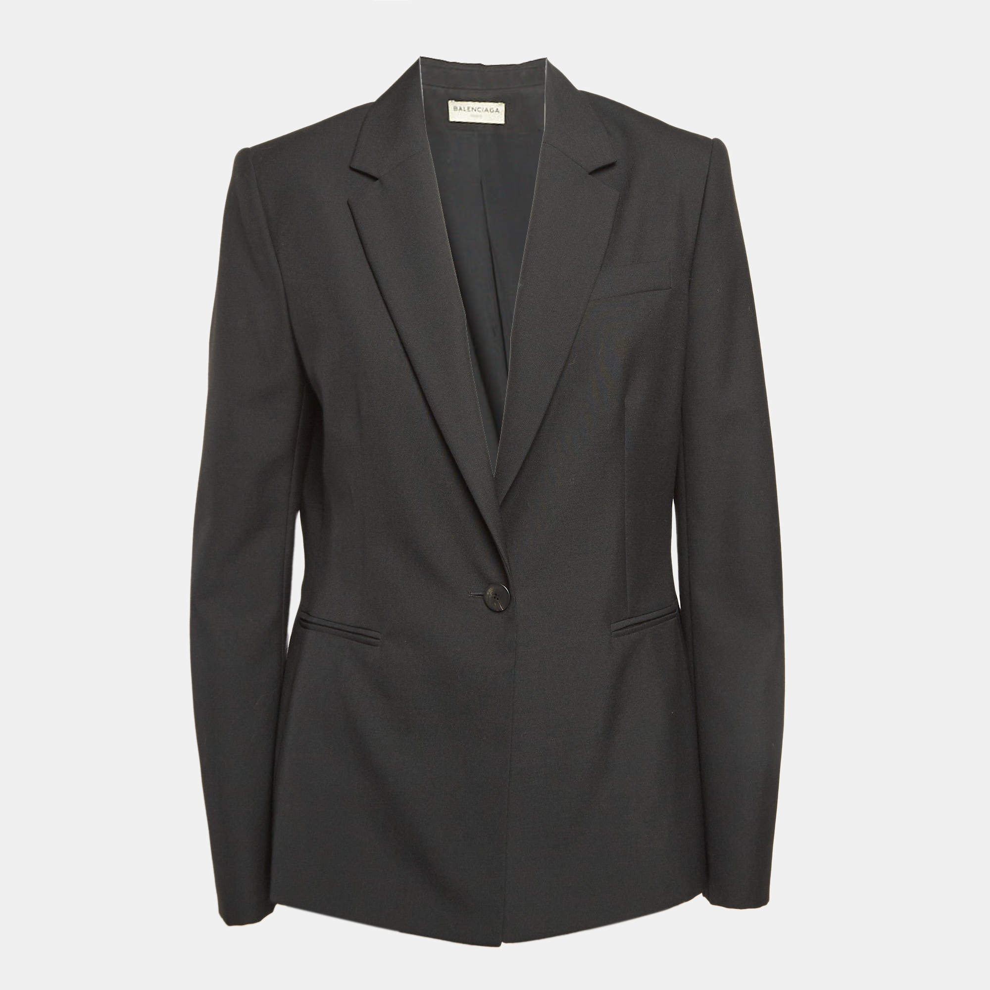 Balenciaga Black Wool Blend Single Breasted Blazer M