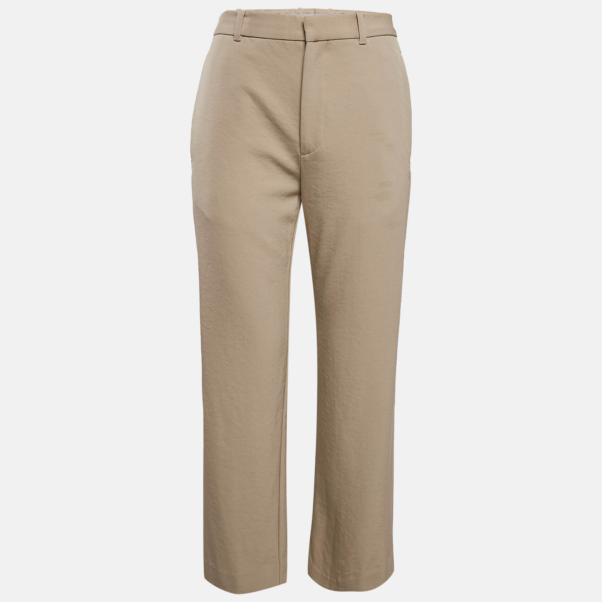 Pre Owned Balenciaga Beige Gabardine Straight-Leg Formal Trousers L