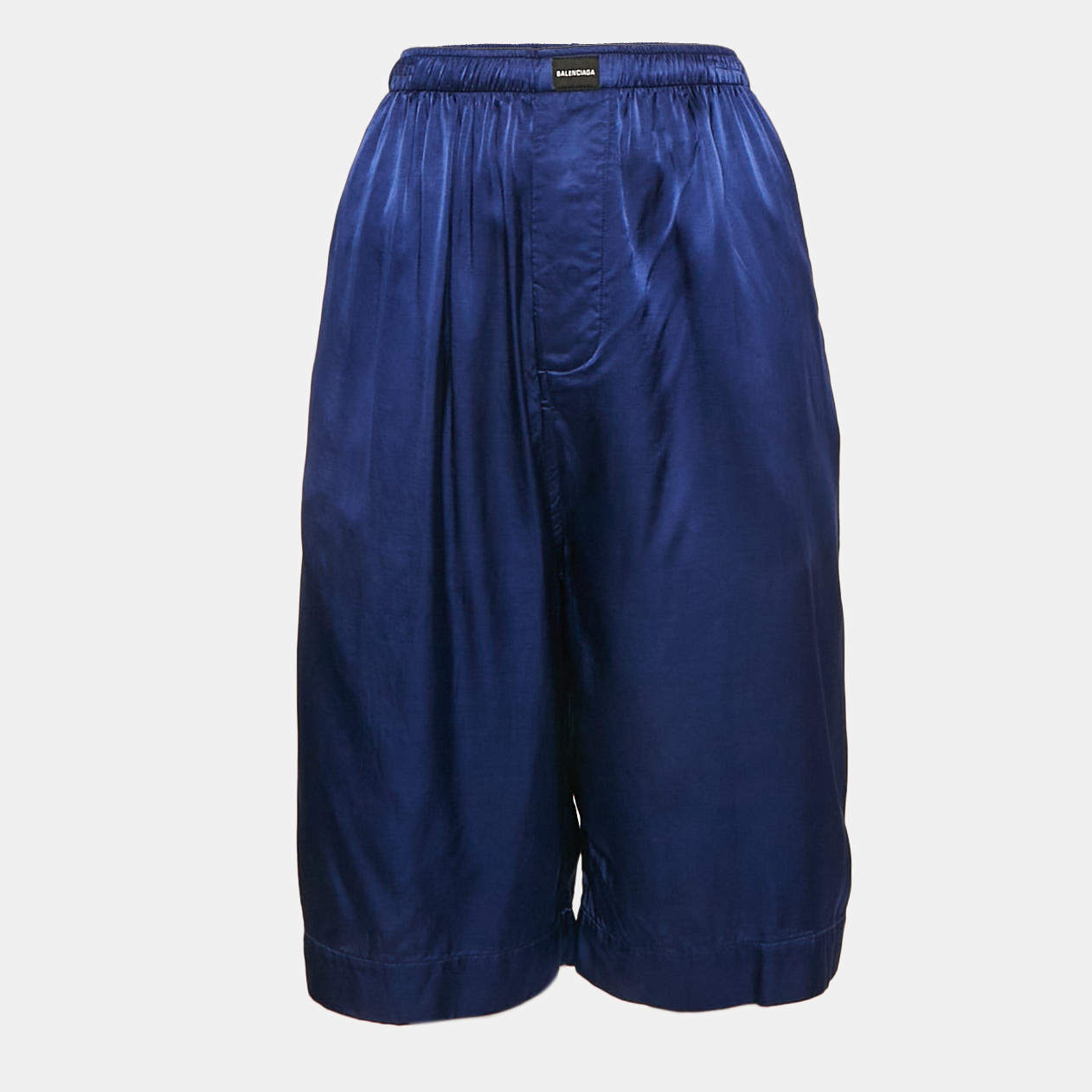 Pre Owned Balenciaga Homewear Blue Satin Pajama Shorts S