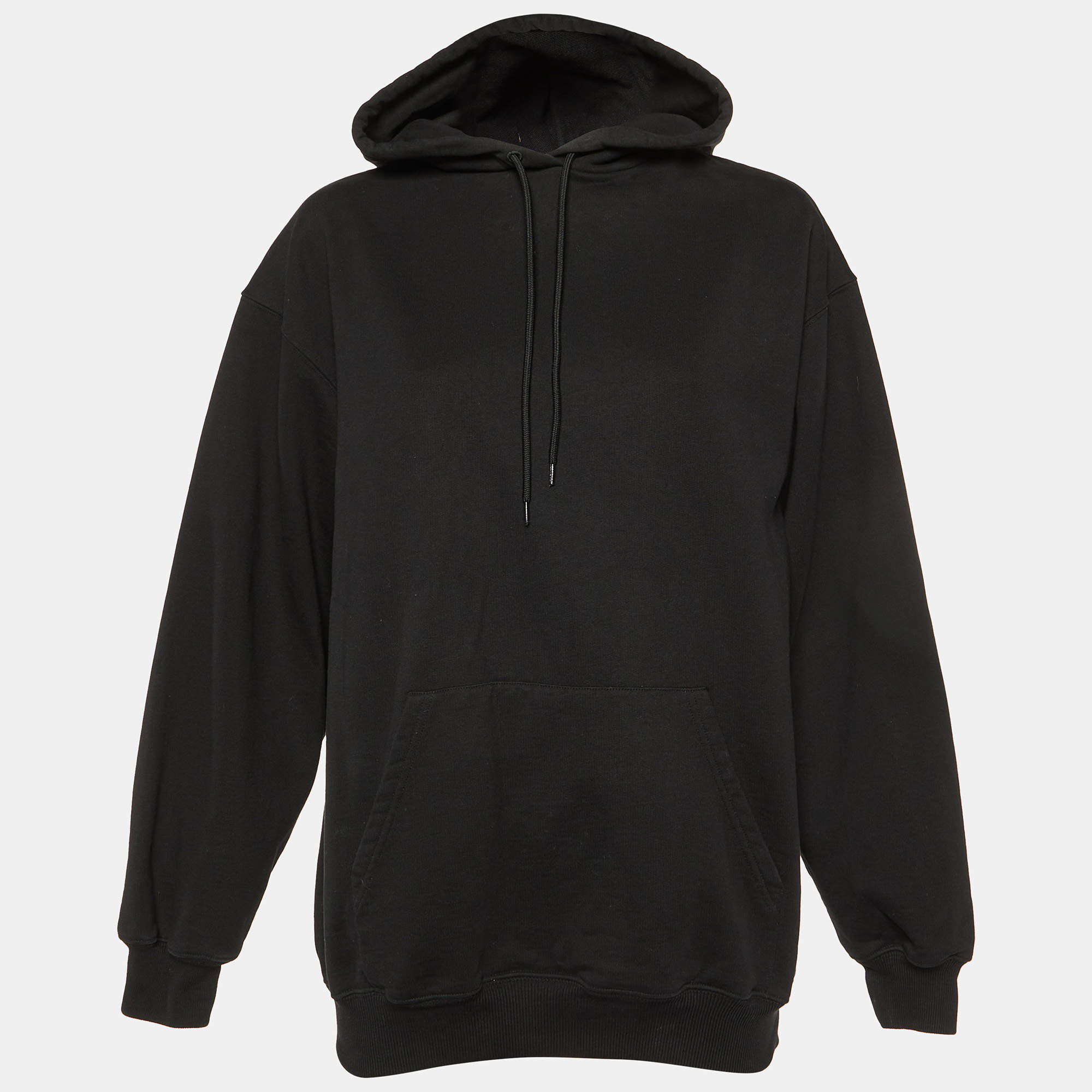 مملوكة مسبقًا Balenciaga Black Logo Print Cotton Hooded Sweatshirt S