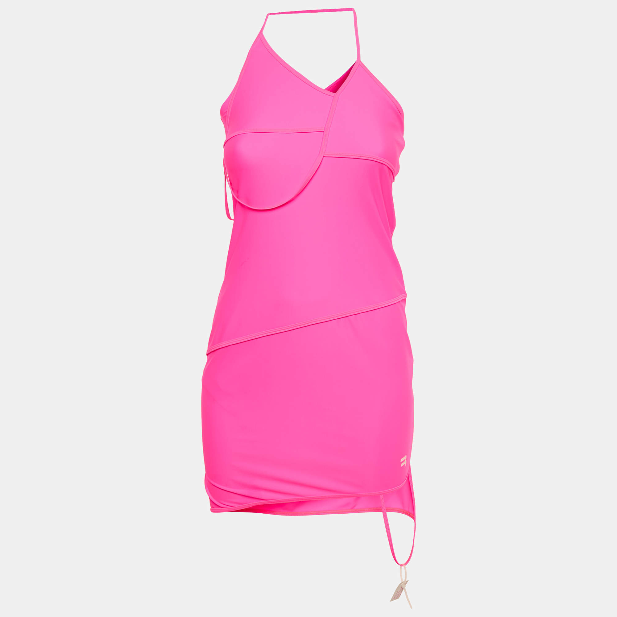Balenciaga Fuchsia Pink Jersey Asymmetric Mini Dress M