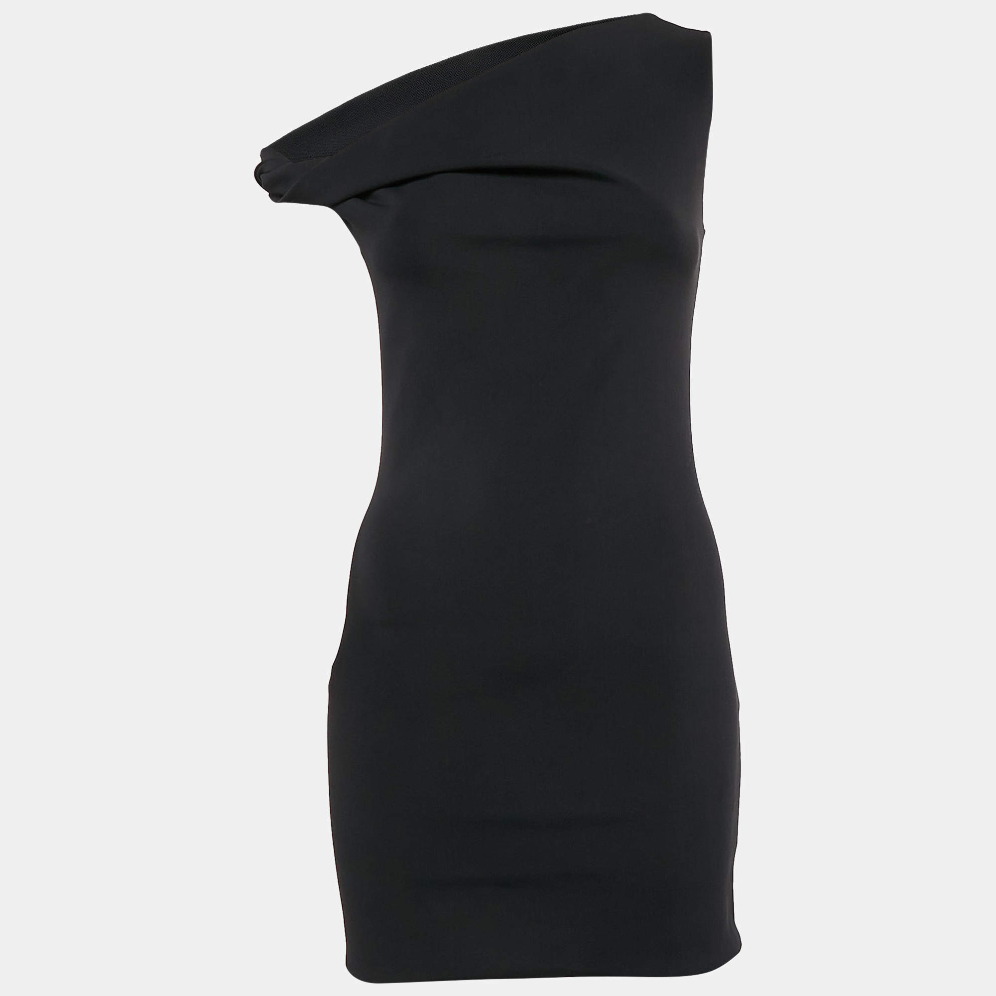 مملوكة مسبقًا Balenciaga Grey Jersey Asymmetric Mini Bodycon Dress S