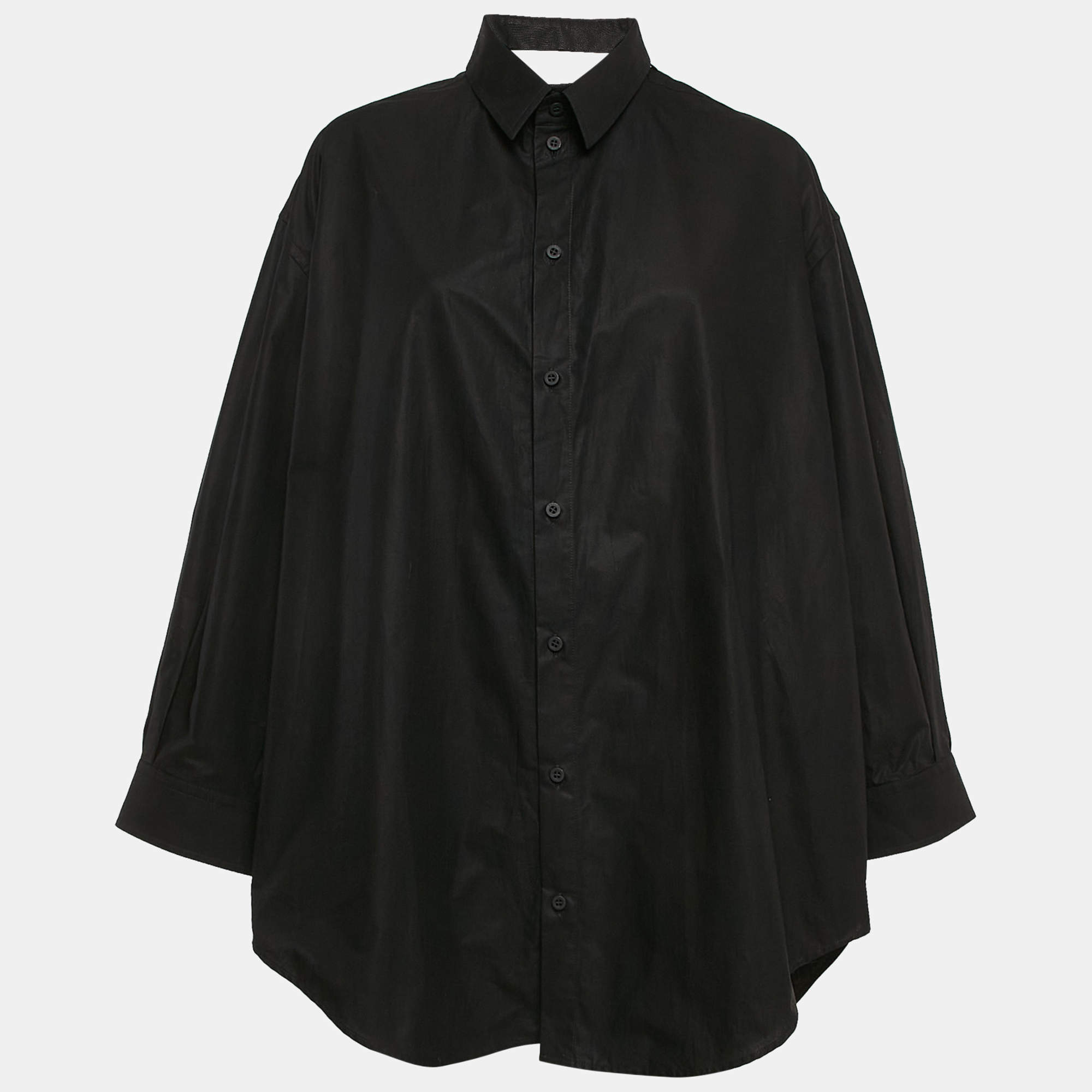 Balenciaga Black Cotton Suspended Shirt Dress M