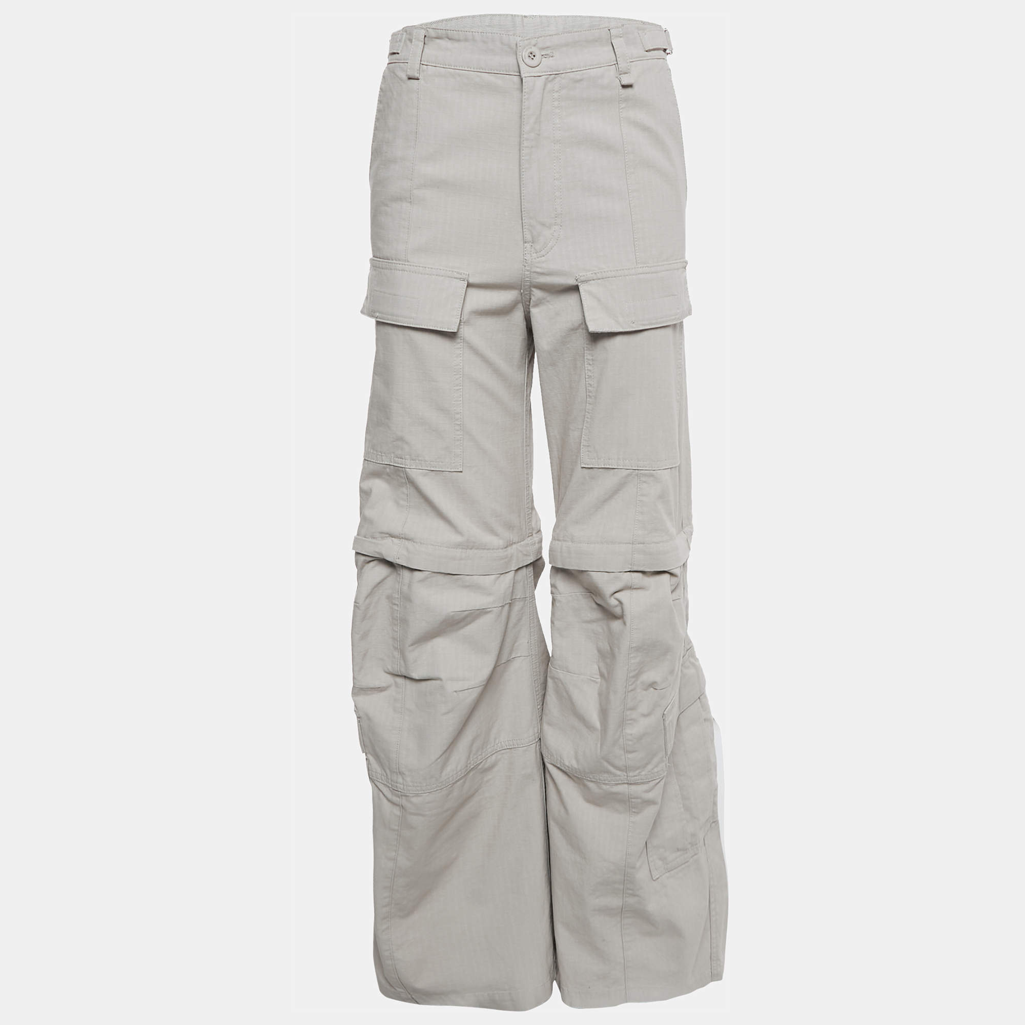 Balenciaga Brown Cotton Detachable Flared Cargo Pants S
