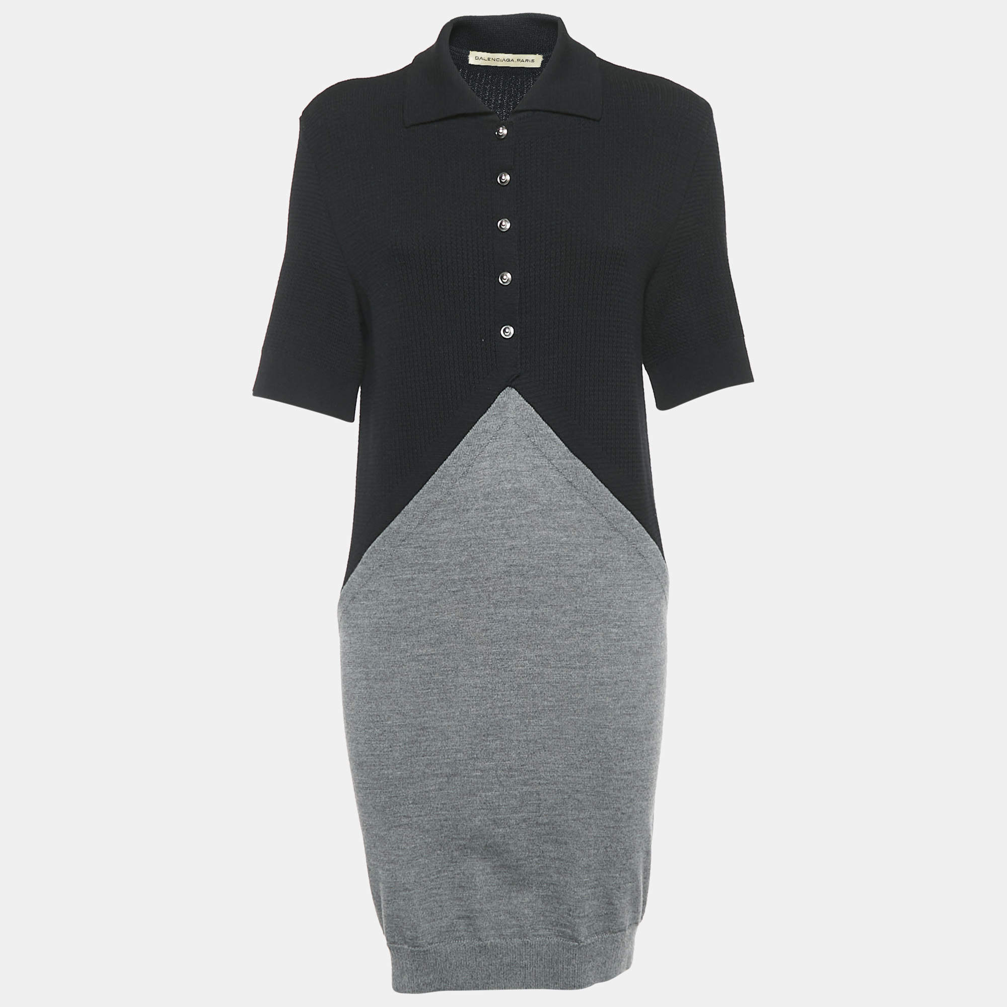 Balenciaga Monochrome Rib Knit T-Shirt Dress M