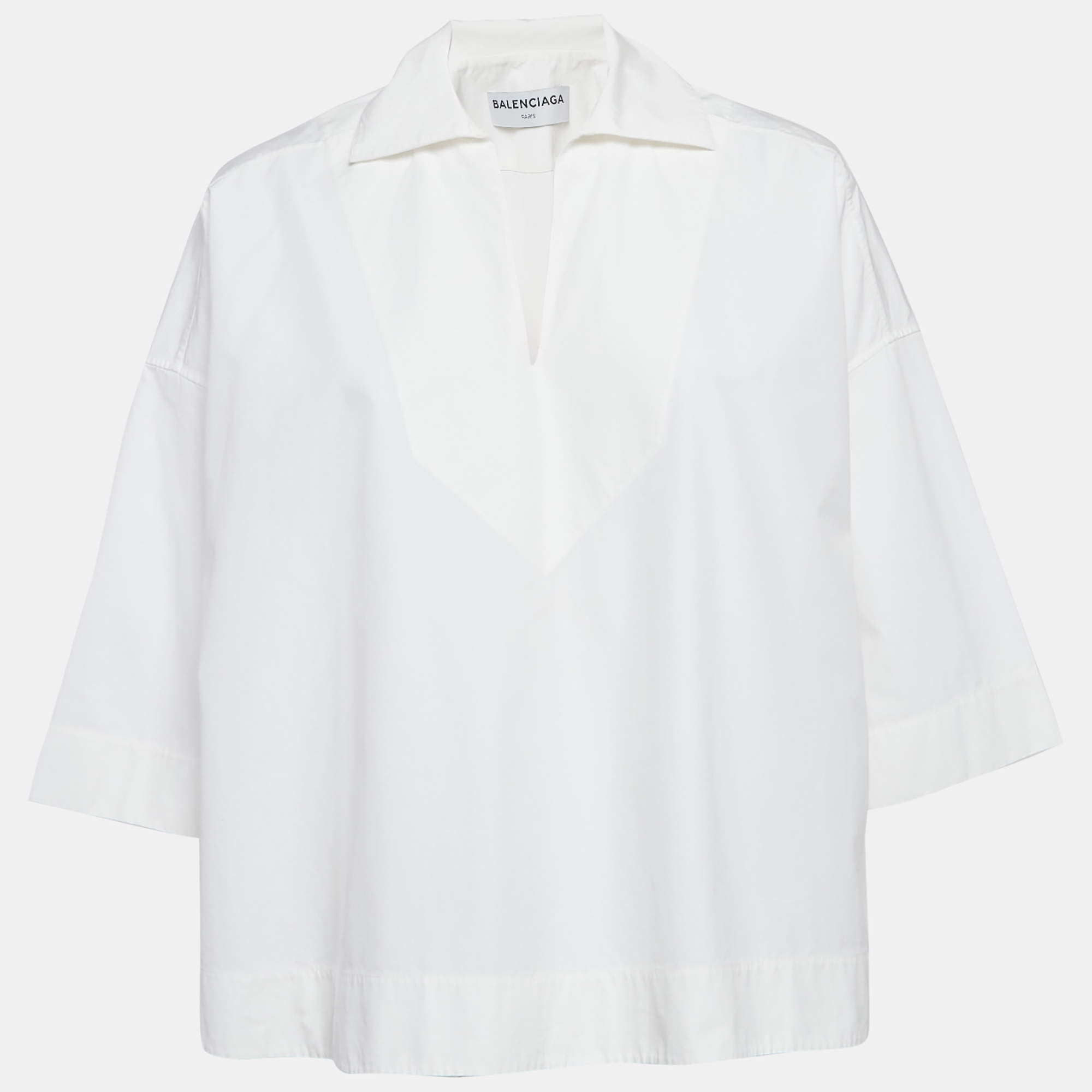 Balenciaga White Cotton Loose Fit Blouse S