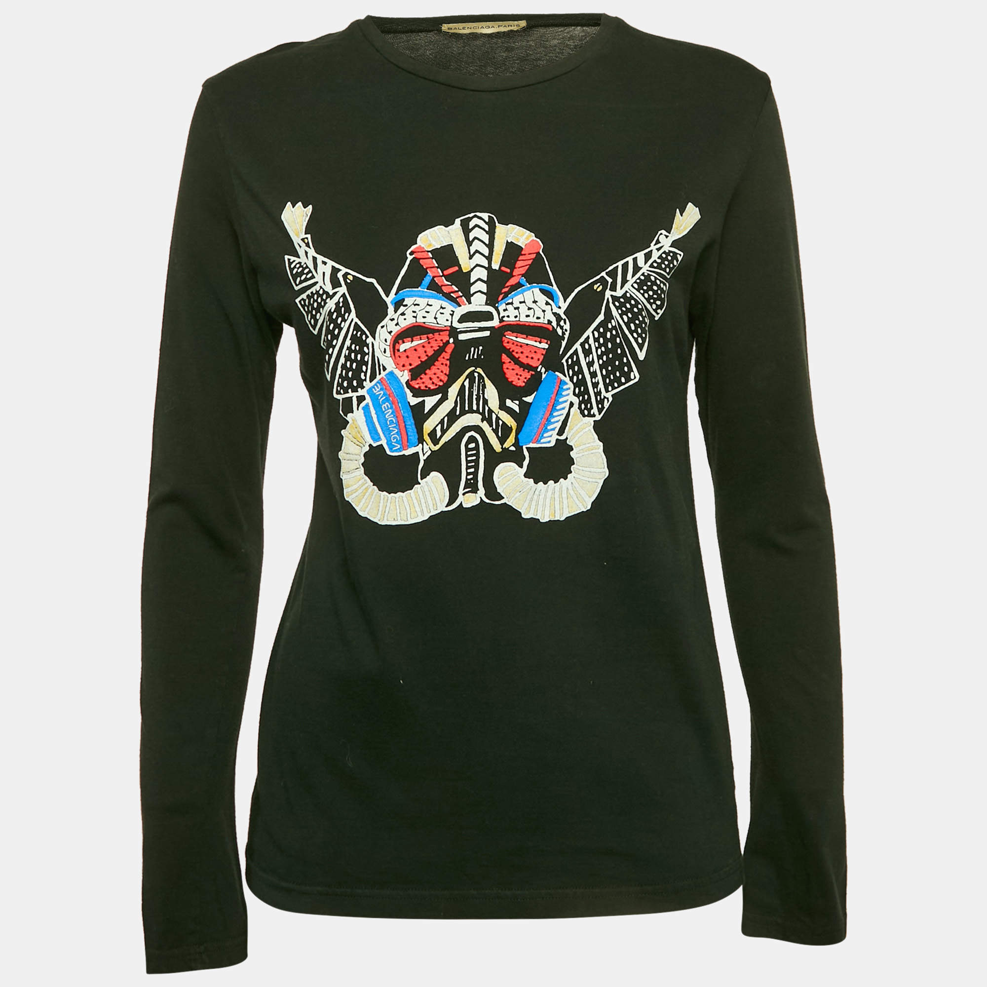 Balenciaga Black Printed Jersey Crewneck T-Shirt S
