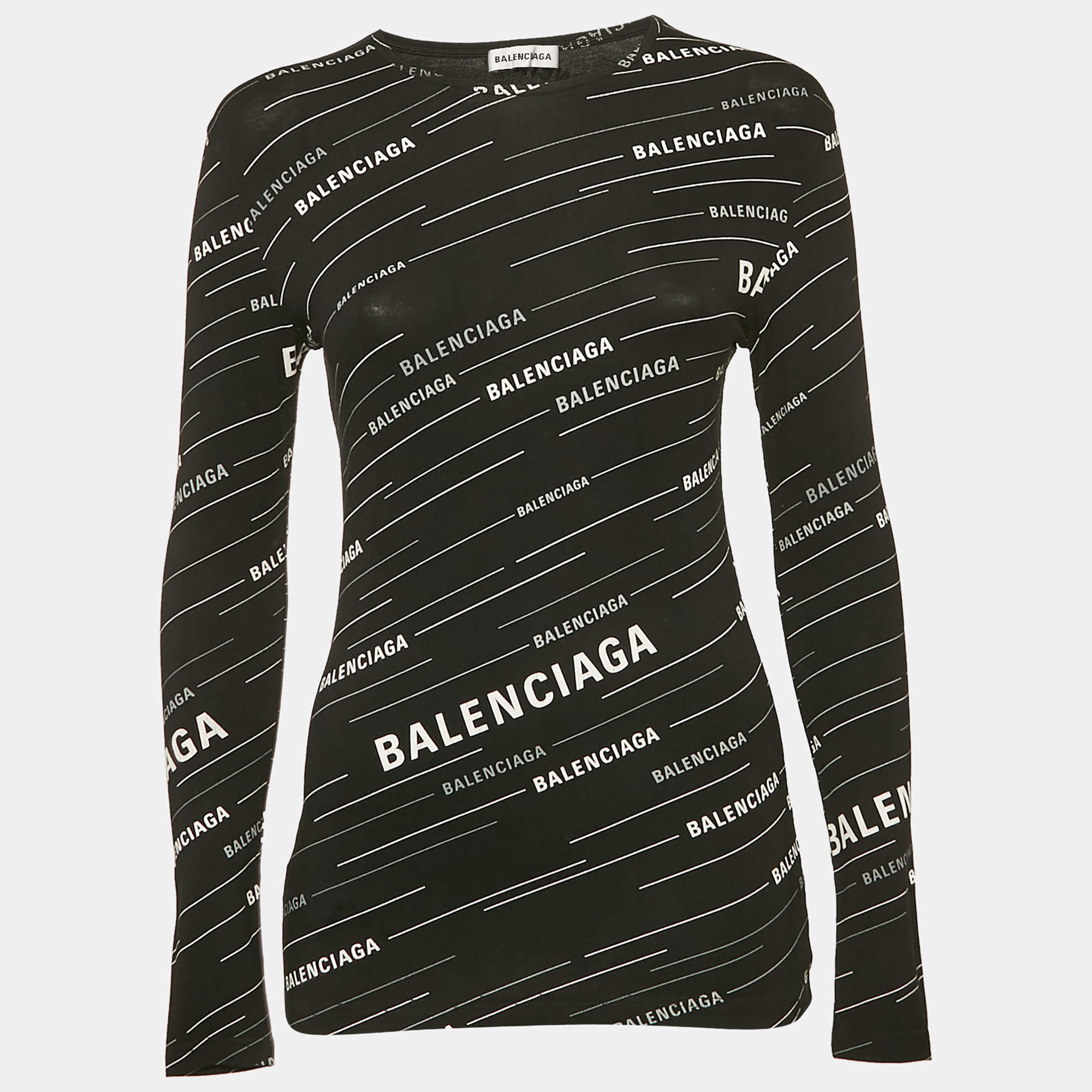 Balenciaga Black All-Over Jersey Crewneck T-Shirt M
